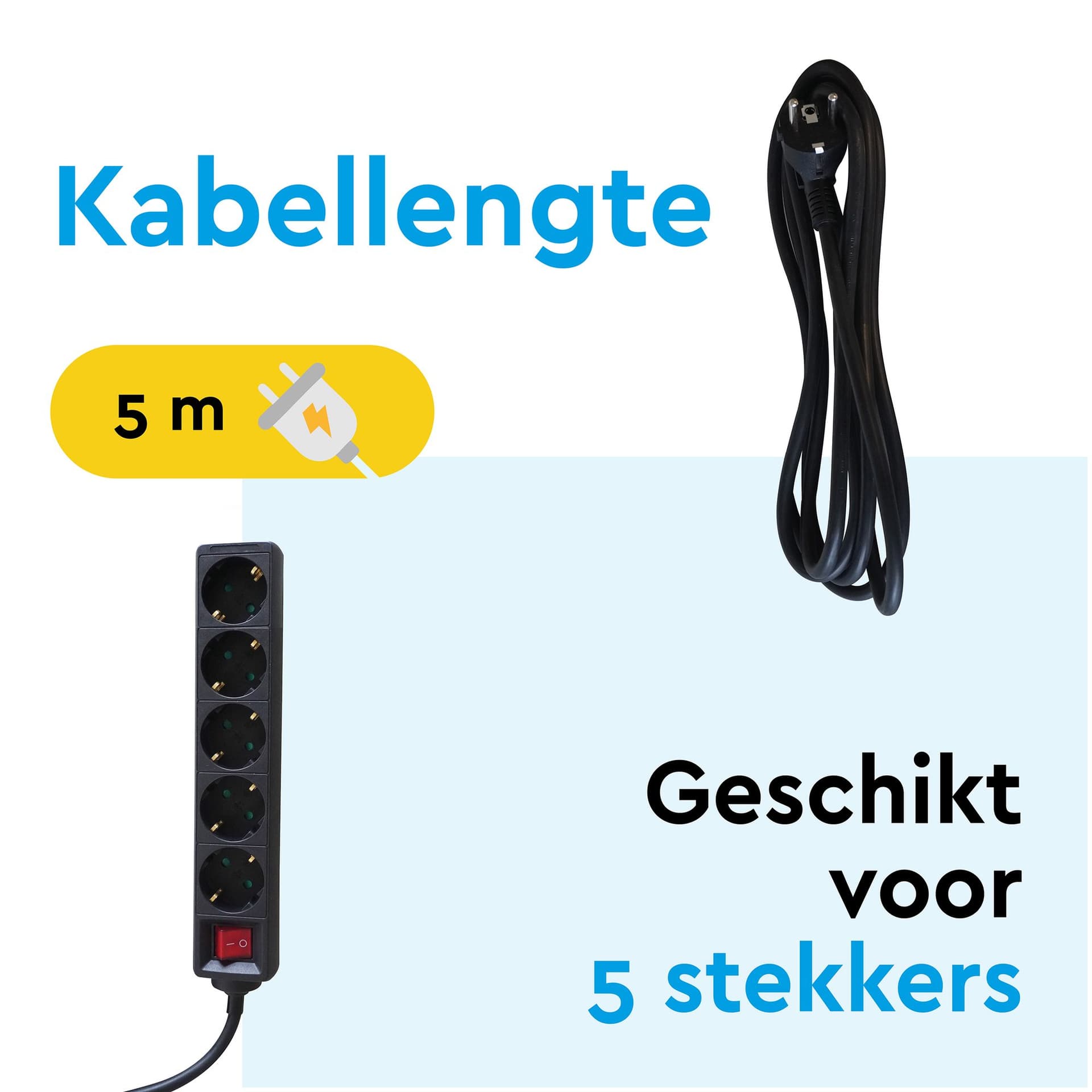 Stekkerdoos BRASQ 5 voudig 5 meter zwart 3