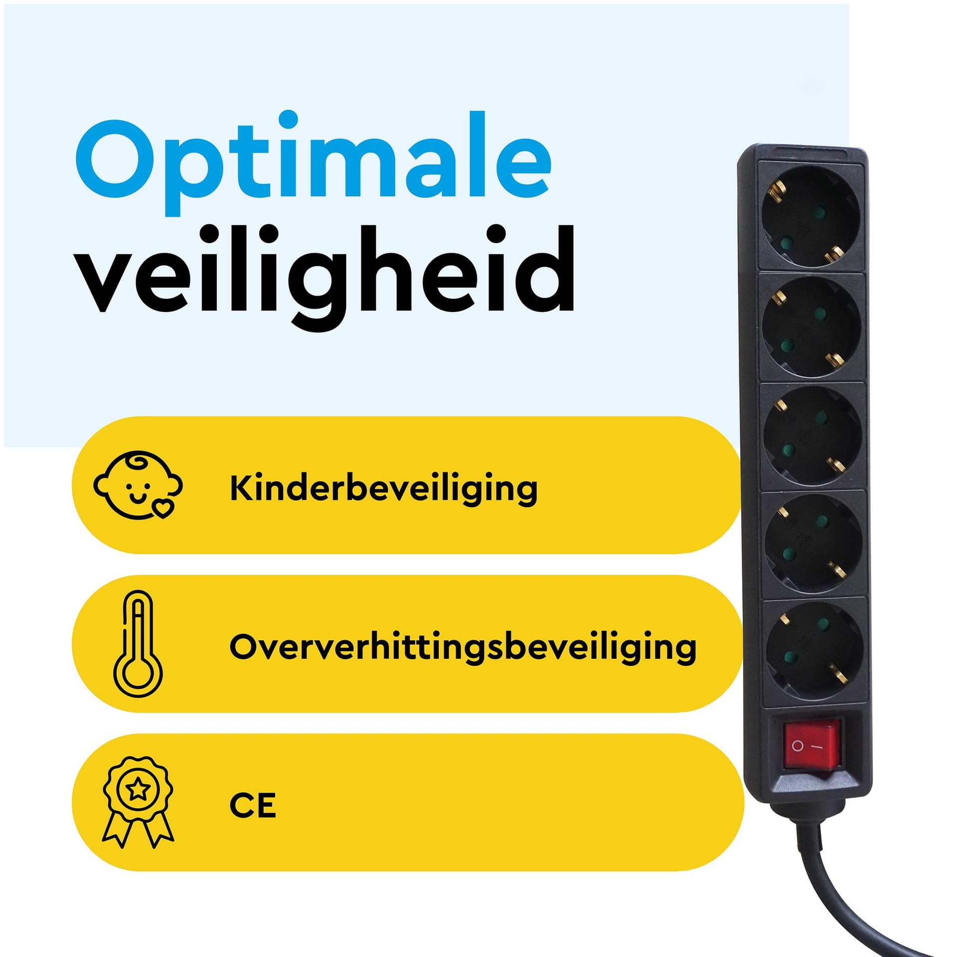 Stekkerdoos BRASQ 5 voudig 5 meter zwart 5