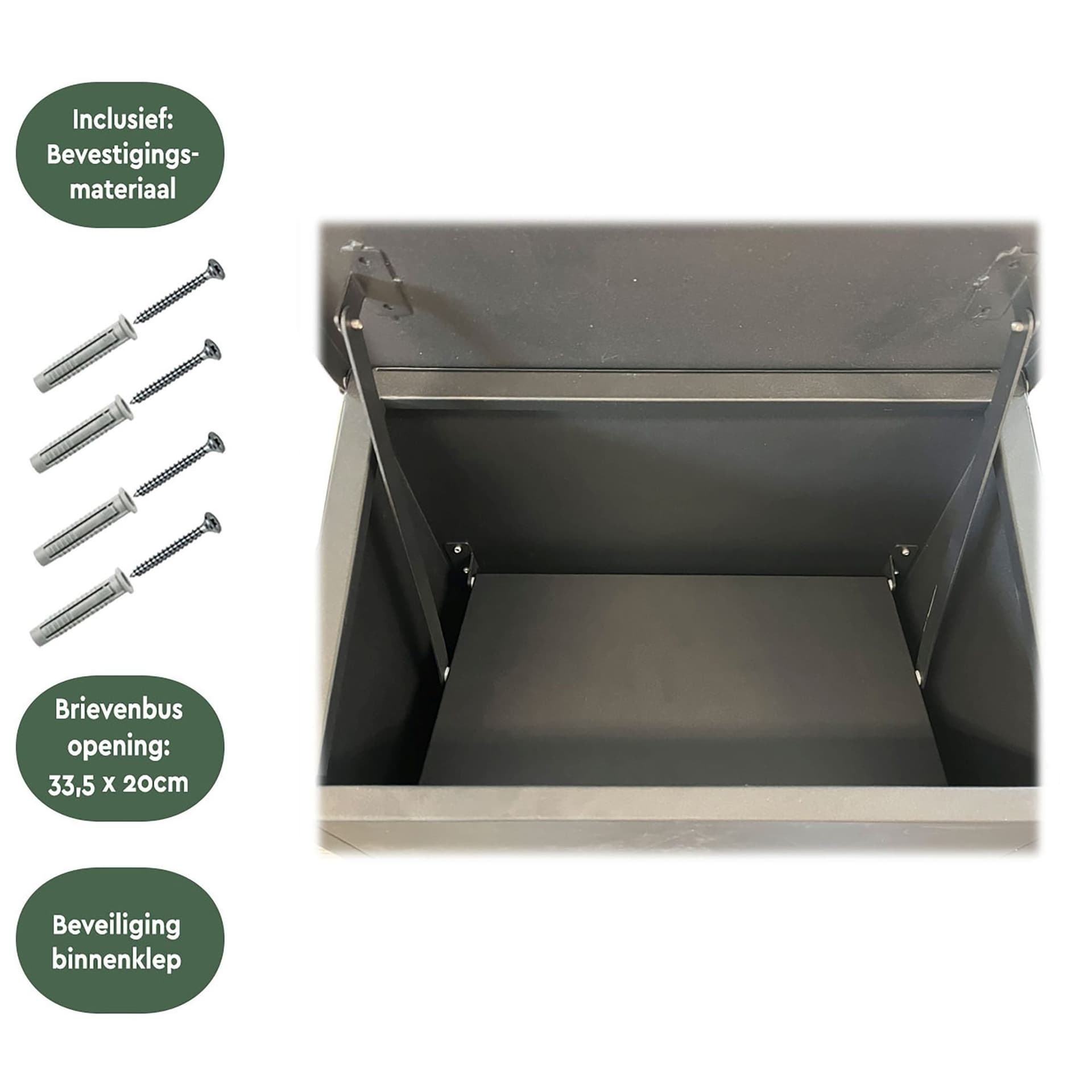 Pakketbrievenbus BRASQ 105x38x24cm PB400 Zwart 5