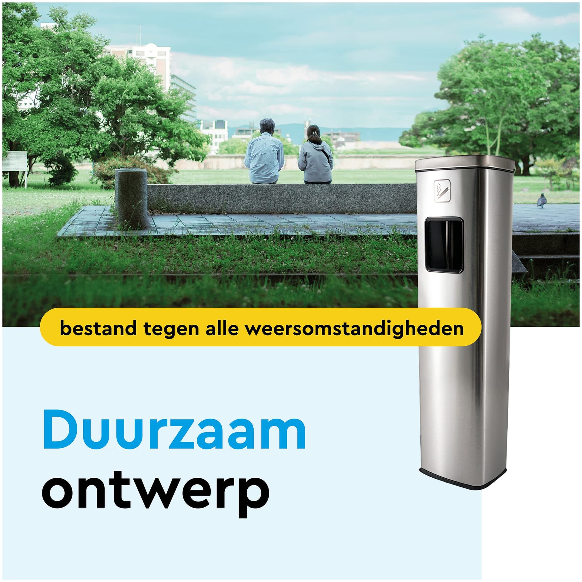 Afvalbak met asbak BRASQ 20 liter AT400 rvs 3
