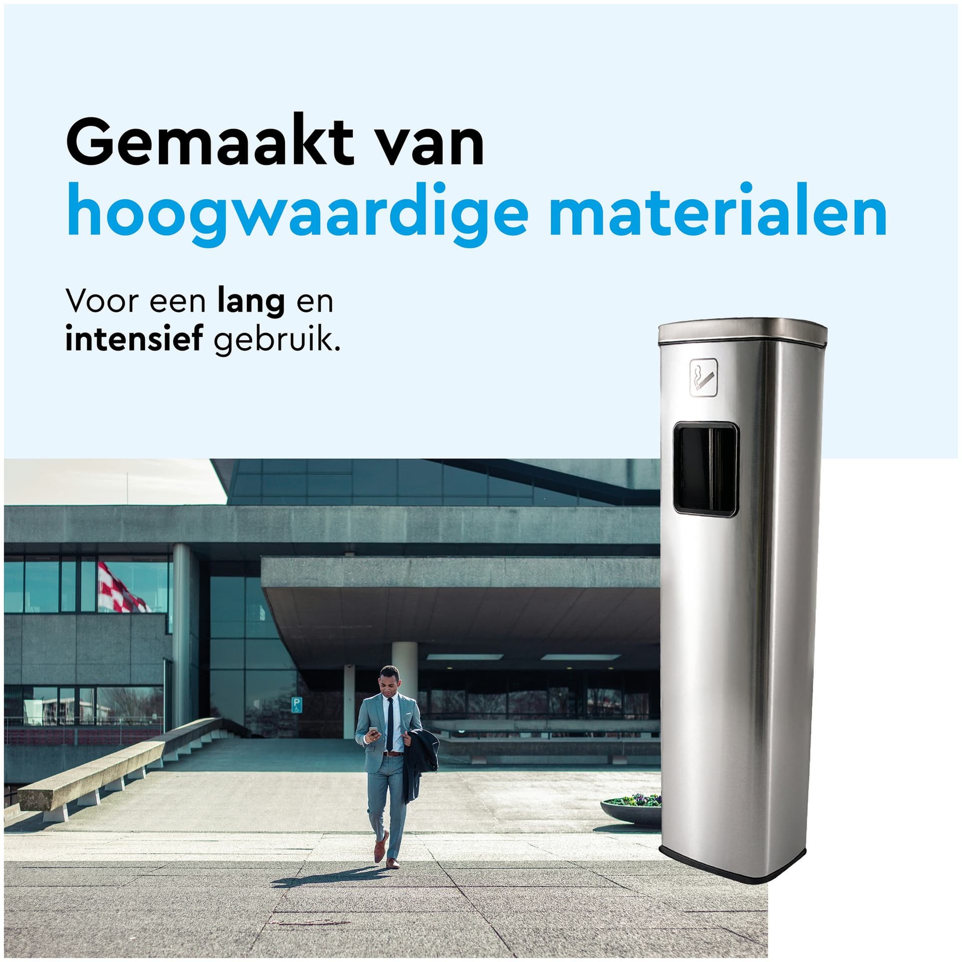 Afvalbak met asbak BRASQ 20 liter AT400 rvs 4
