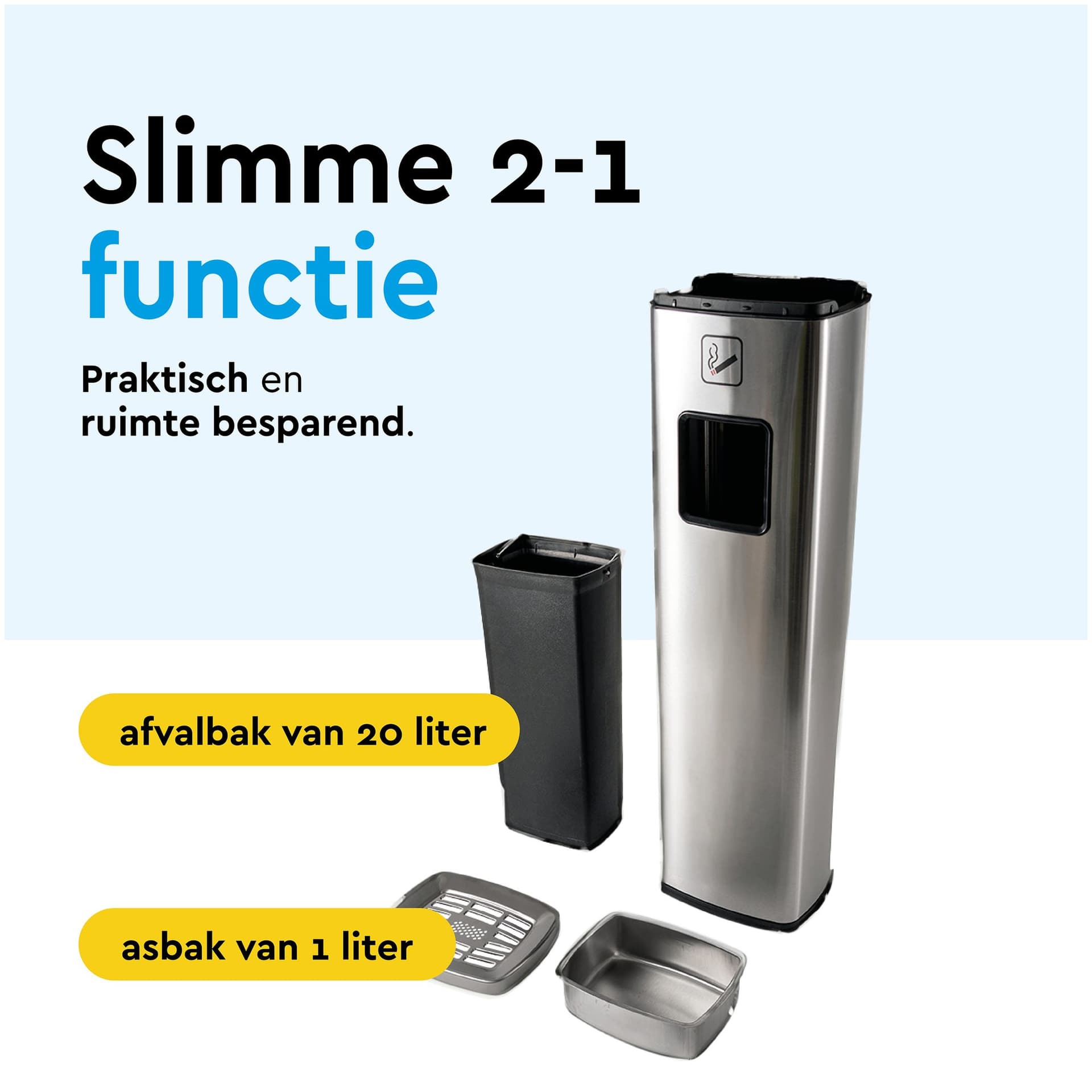 Afvalbak met asbak BRASQ 20 liter AT400 rvs 5