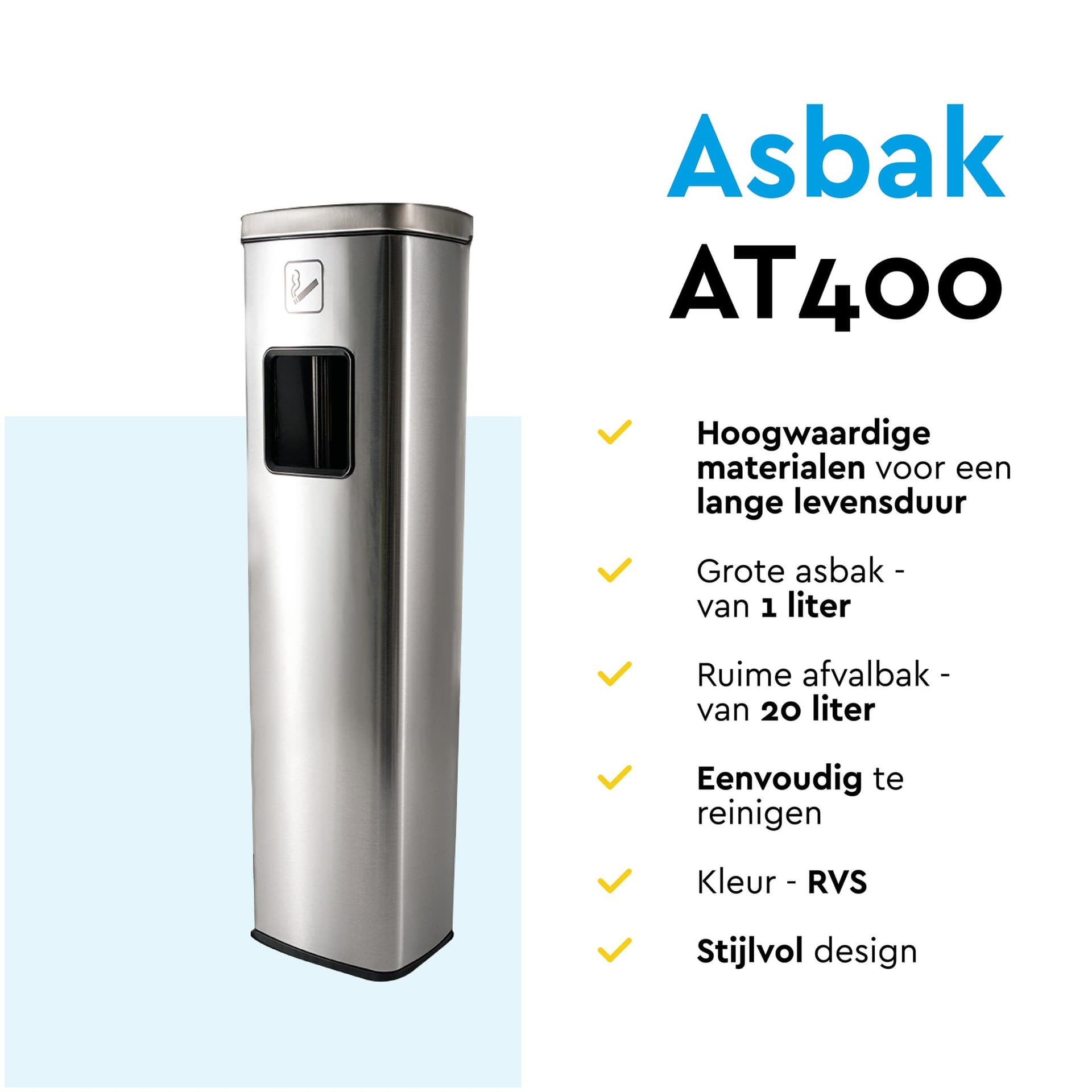 Afvalbak met asbak BRASQ 20 liter AT400 rvs 6