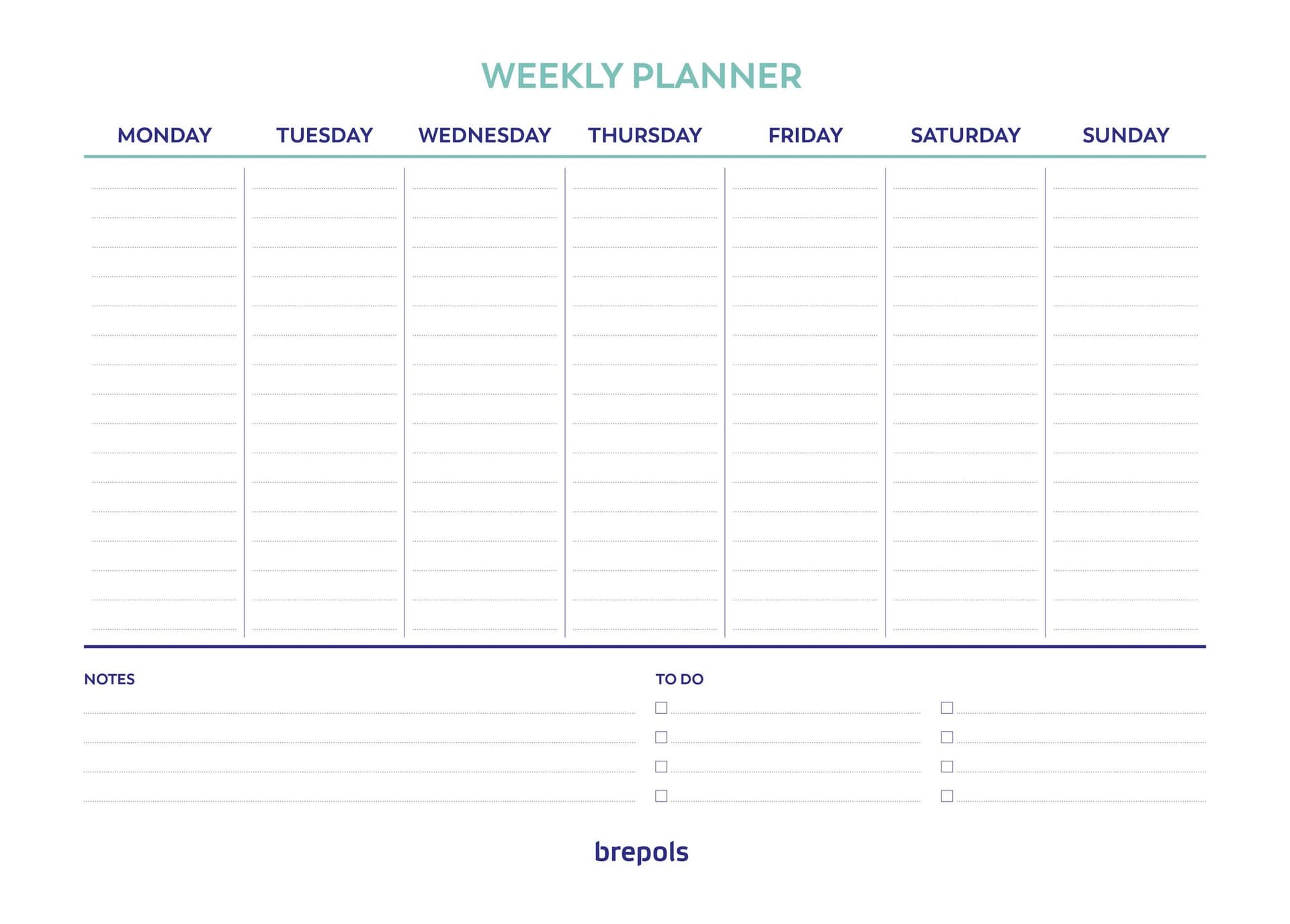 Planner Brepols Weekly A4 7dagen/1pagina horizontaal assorti 4