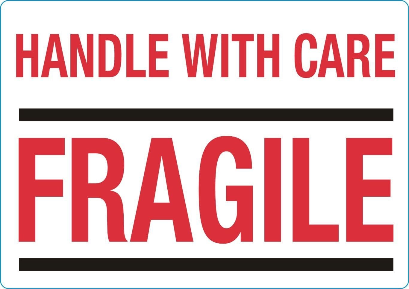 Waarschuwingsetiket IEZZY handle with care fragile 100mmx70mm 500 stuks