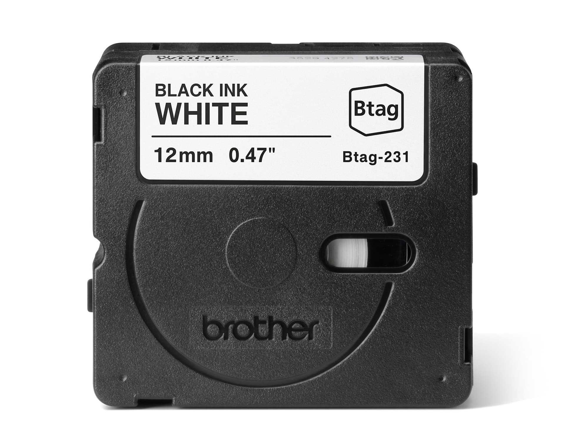 Labeltape Brother P-touch Btag-231 standaard 12mm zwart op wit 2
