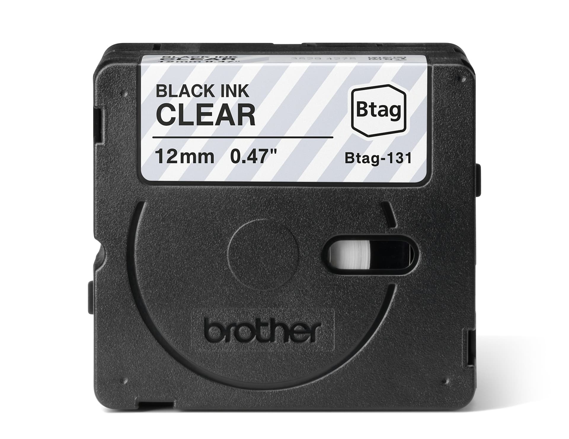 Labeltape Brother P-touch Btag-131 standaard 12mm zwart op transparant 2