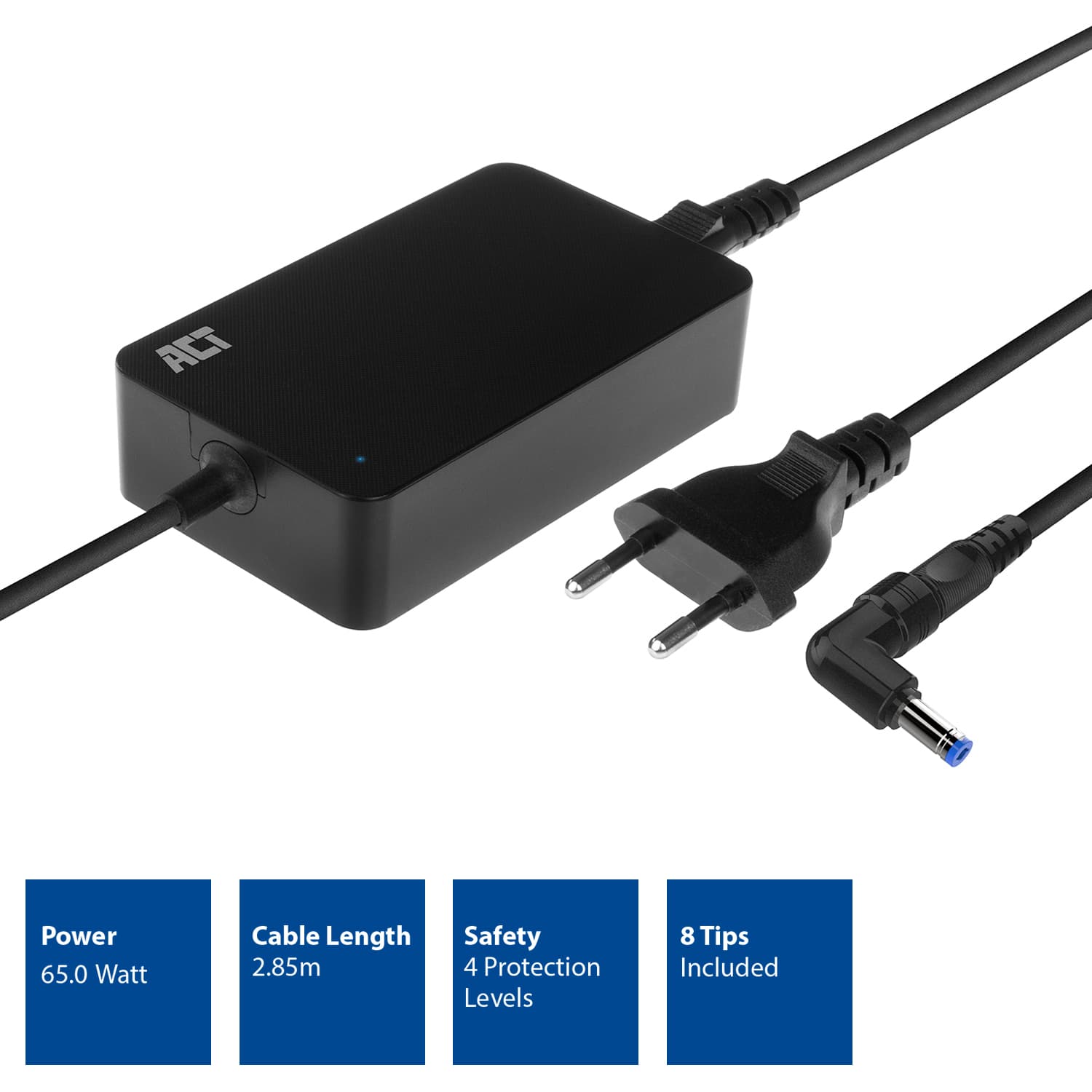 Laptop Oplader ACT Compact universeel 65W 4