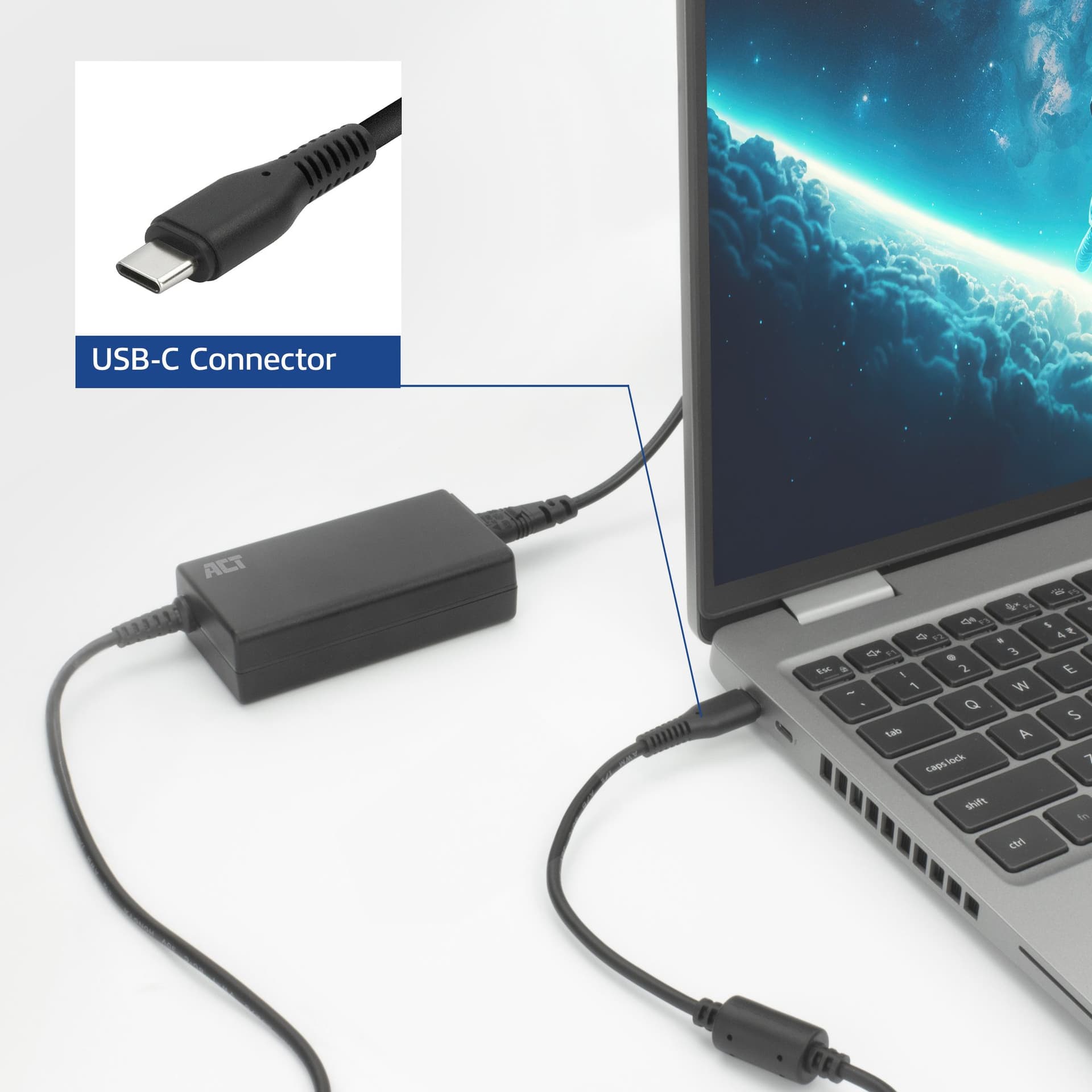 Laptop Oplader ACT USB-C Power Delivery 65W 3mtr 4
