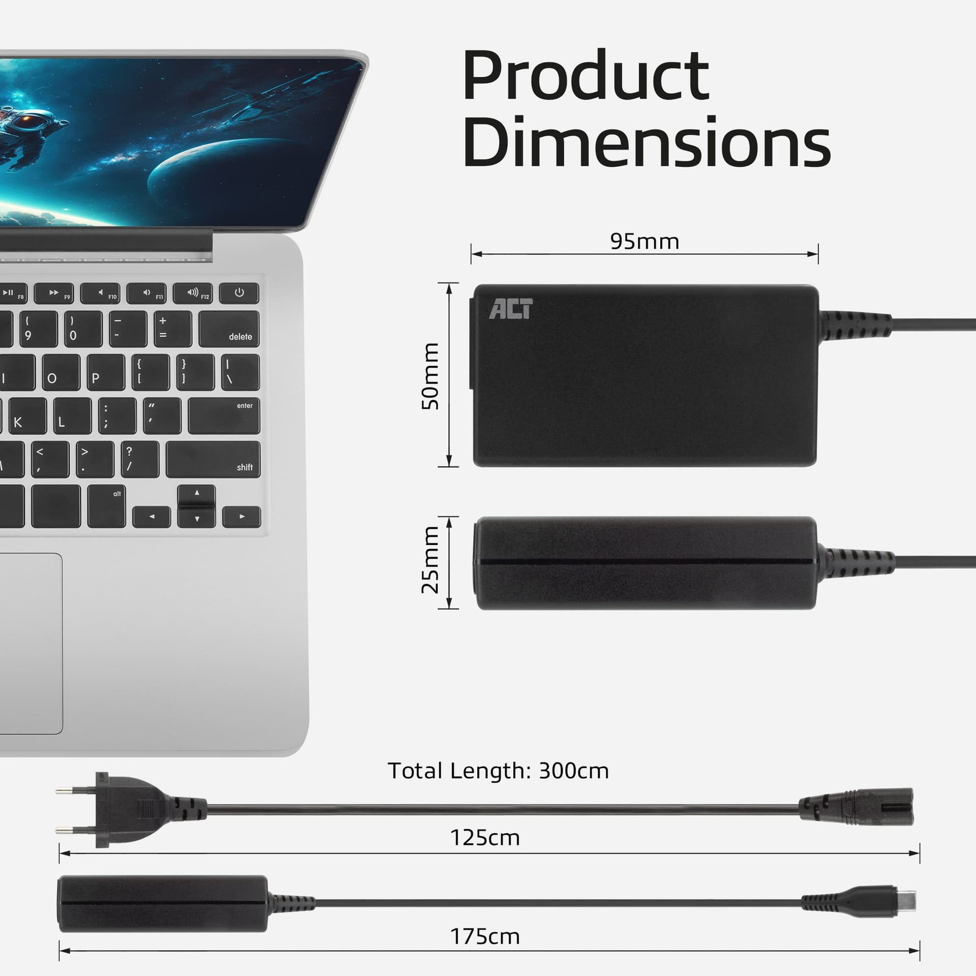 Laptop Oplader ACT USB-C Power Delivery 65W 3mtr 7
