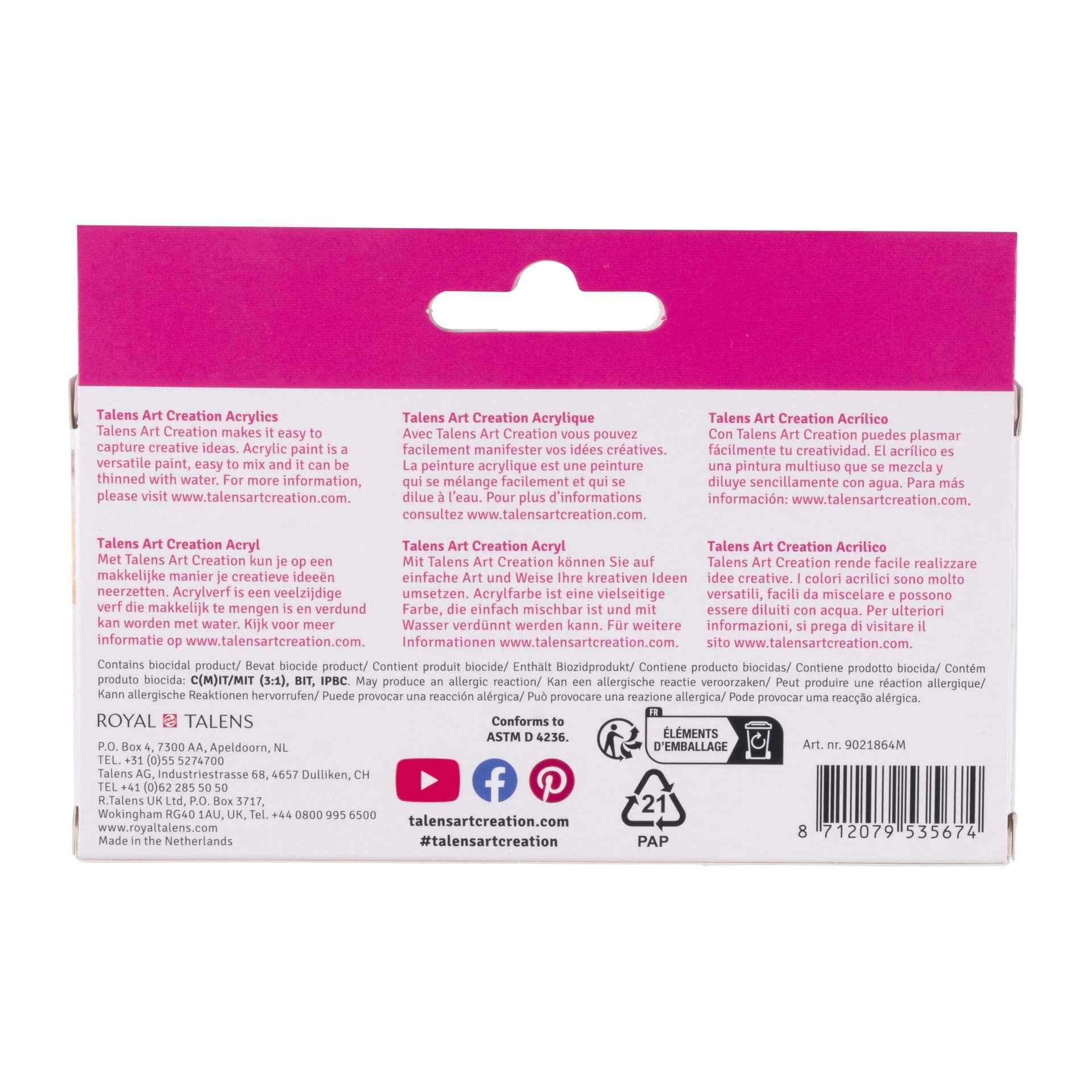 Acrylverf Talens Art Creation Reflex assorti 6 tubes à 12 ml 3