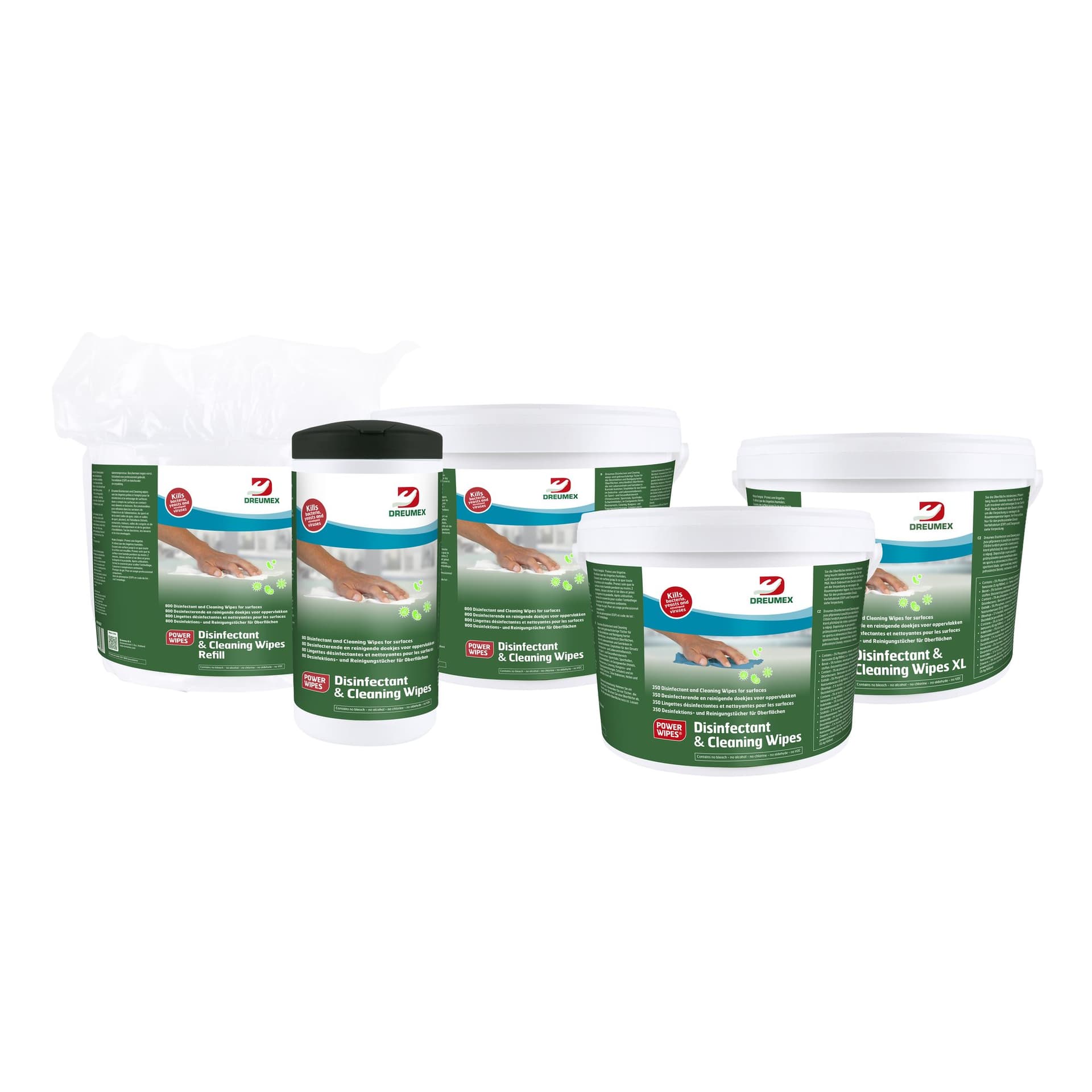 Desinfectiedoekjes Dreumex Disinfectant & Cleaning navulling 800 stuks wit 2