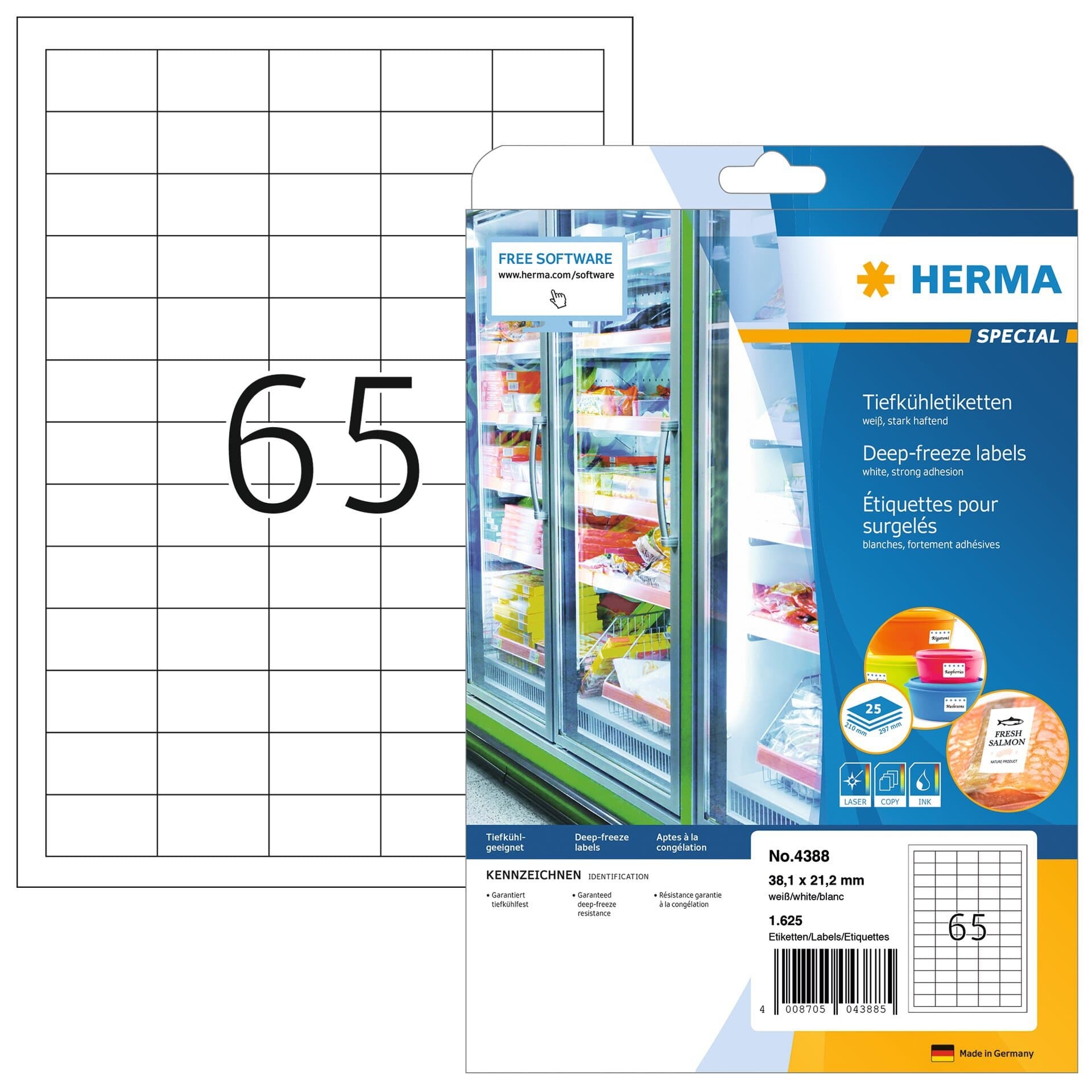 Etiket HERMA 4388 38.1x21.2mm diepvries wit 1625 stuks