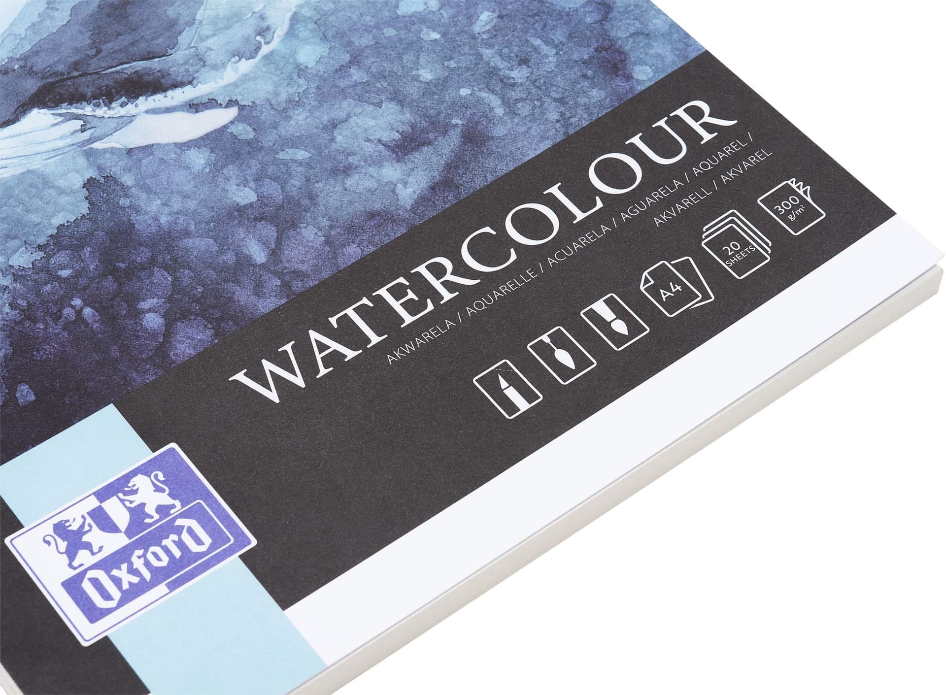 Aquarelblok Oxford Watercolour A4 20 vel 300 gram gelijmd 4