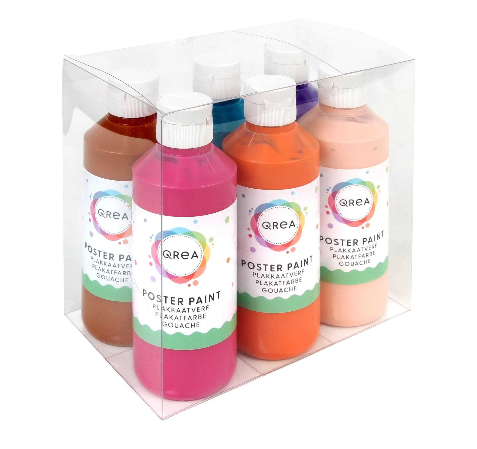 Plakkaatverf Qrea set à 6 fun kleuren 250ml 3