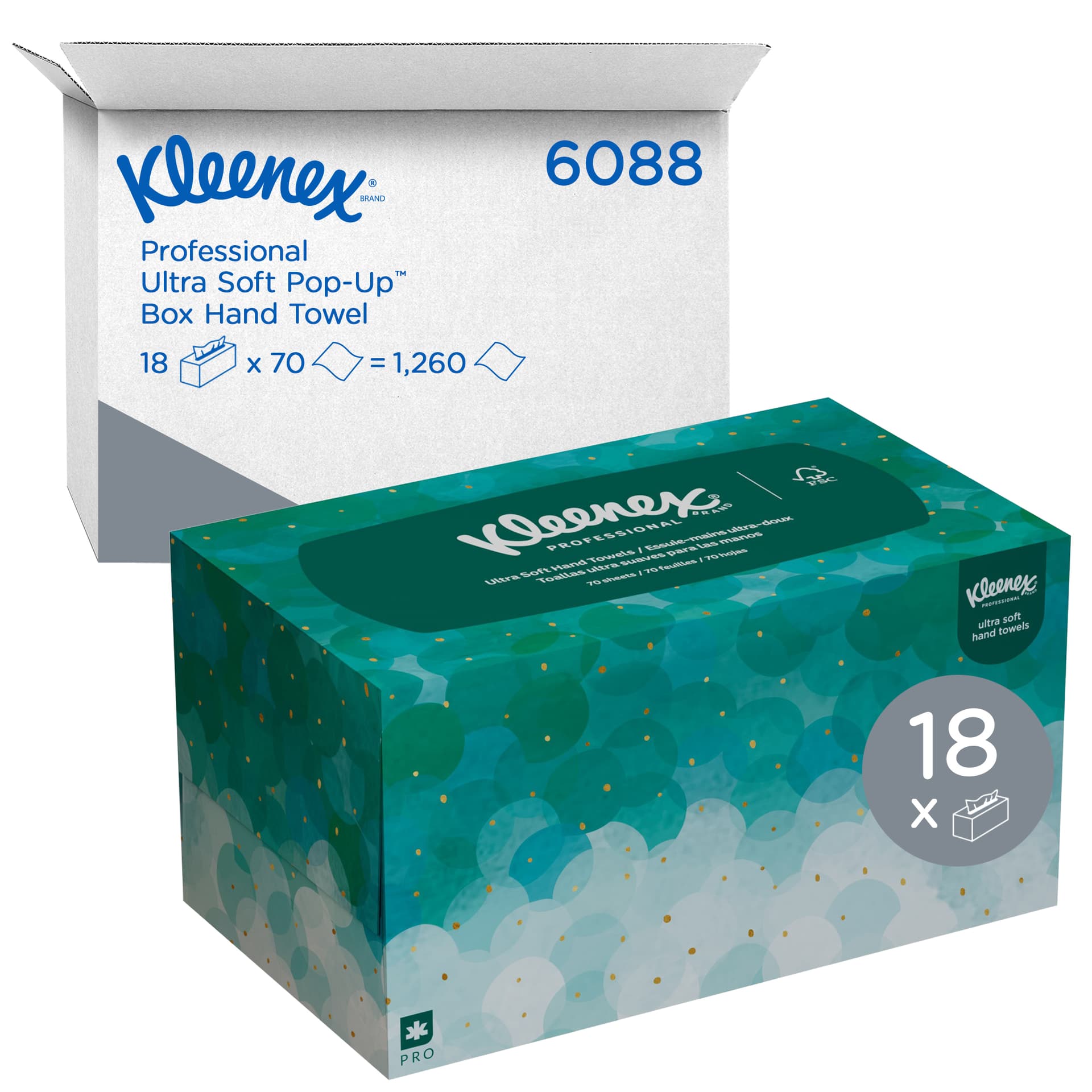 Handdoek Kleenex Ultra Pop-up Box 1-laags 226x254mm 70 vel wit 6088 2