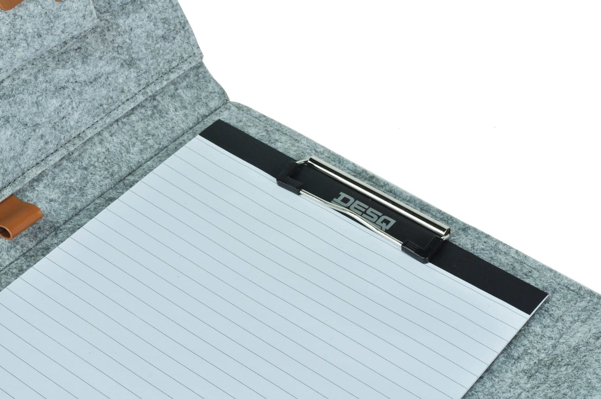 Schrijfmap DESQ A4 vilt met papierclip en elastiek sluiting grijs 5