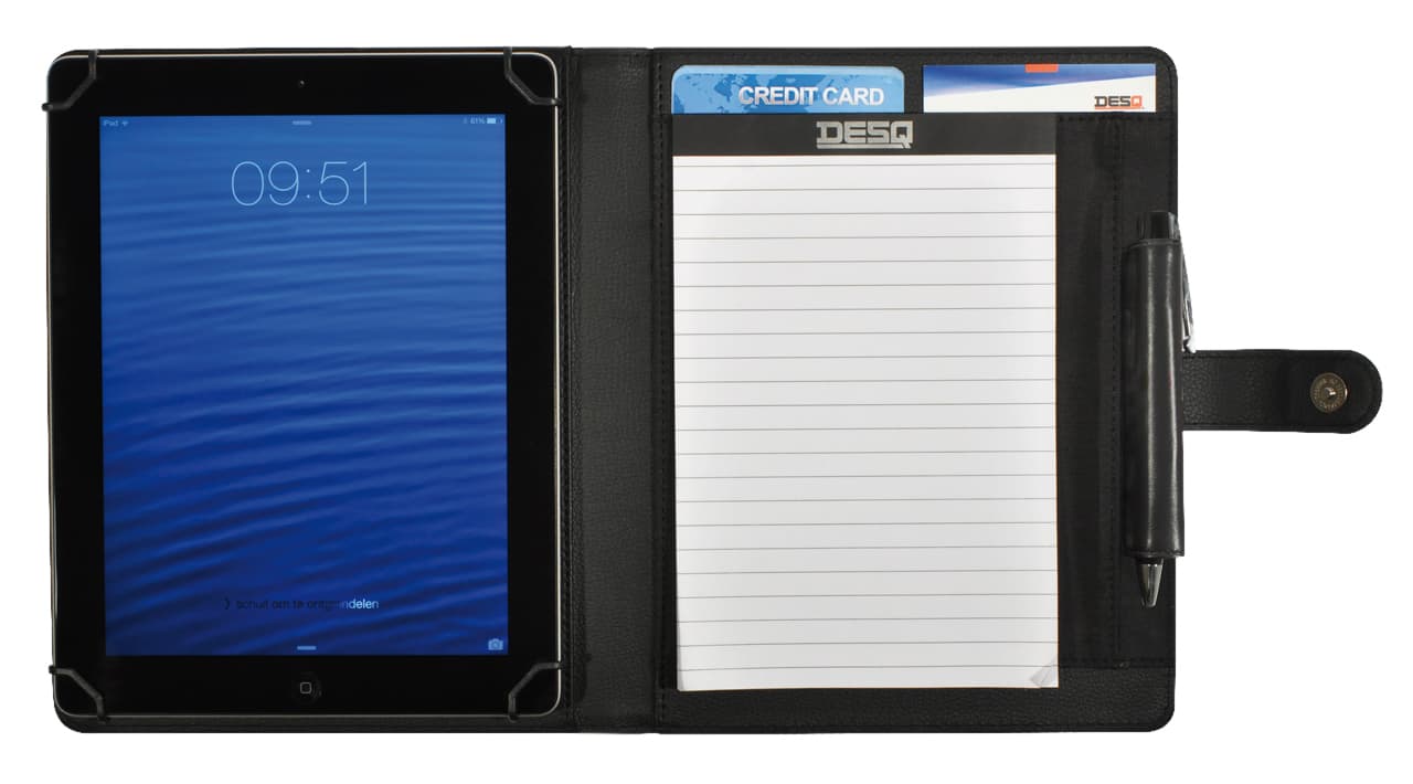 Schrijfmap DESQ voor tablet 7"-10" met sluitclip zwart 4