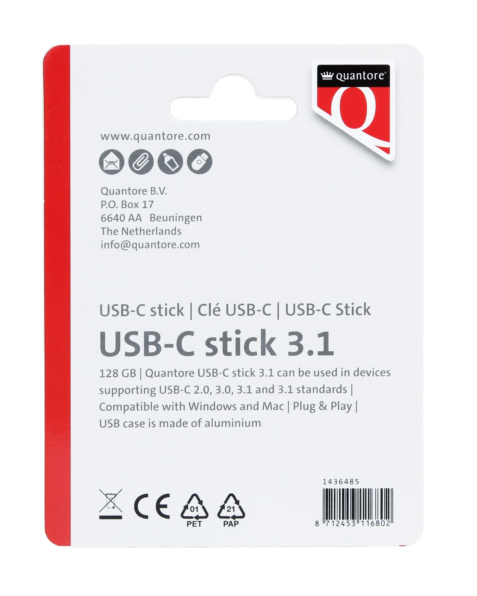 USB stick 3.1 Quantore USB-C 128GB zilver 2