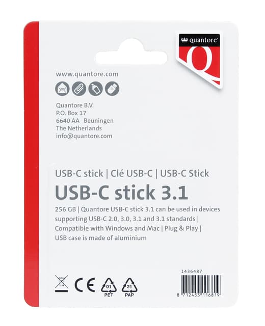 USB stick 3.1 Quantore USB-C 256GB zilver 2