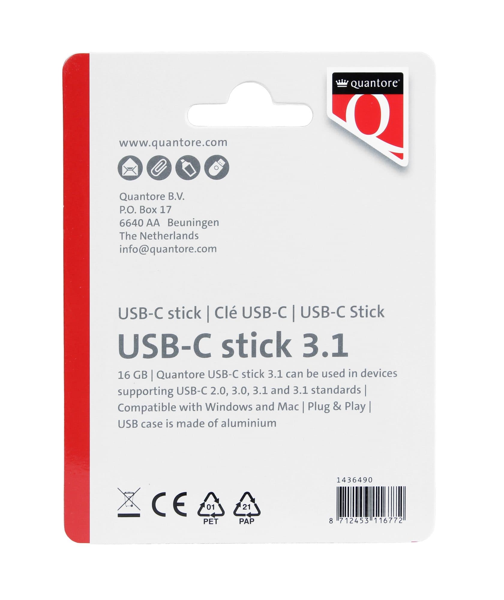 USB stick 3.1 Quantore USB-C 16GB zilver 2