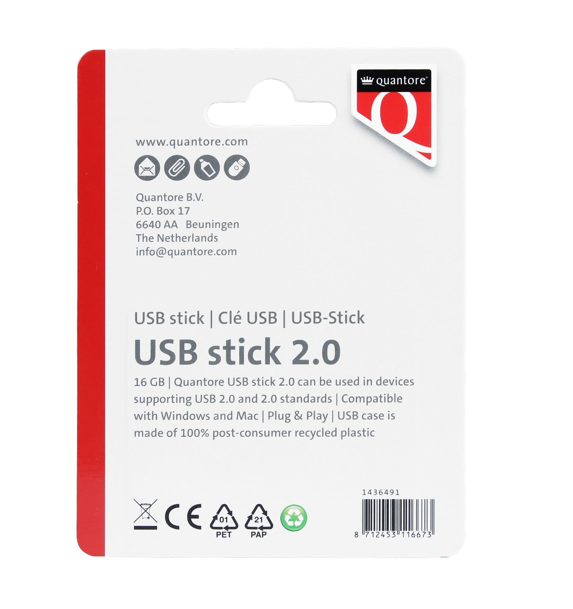USB stick 2.0 Quantore USB-A 16GB zwart 2