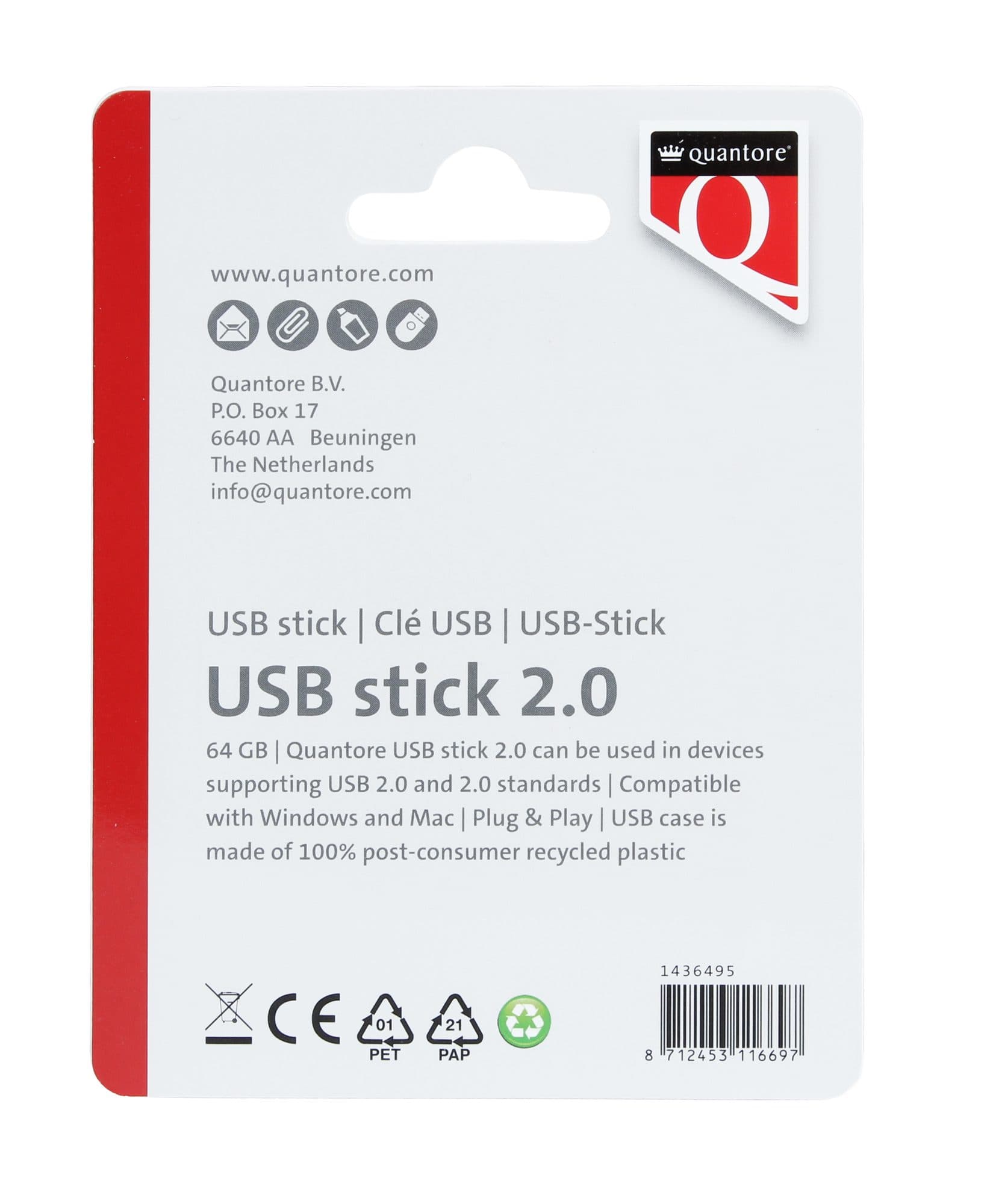 USB stick 2.0 Quantore USB-A 64GB zwart 2