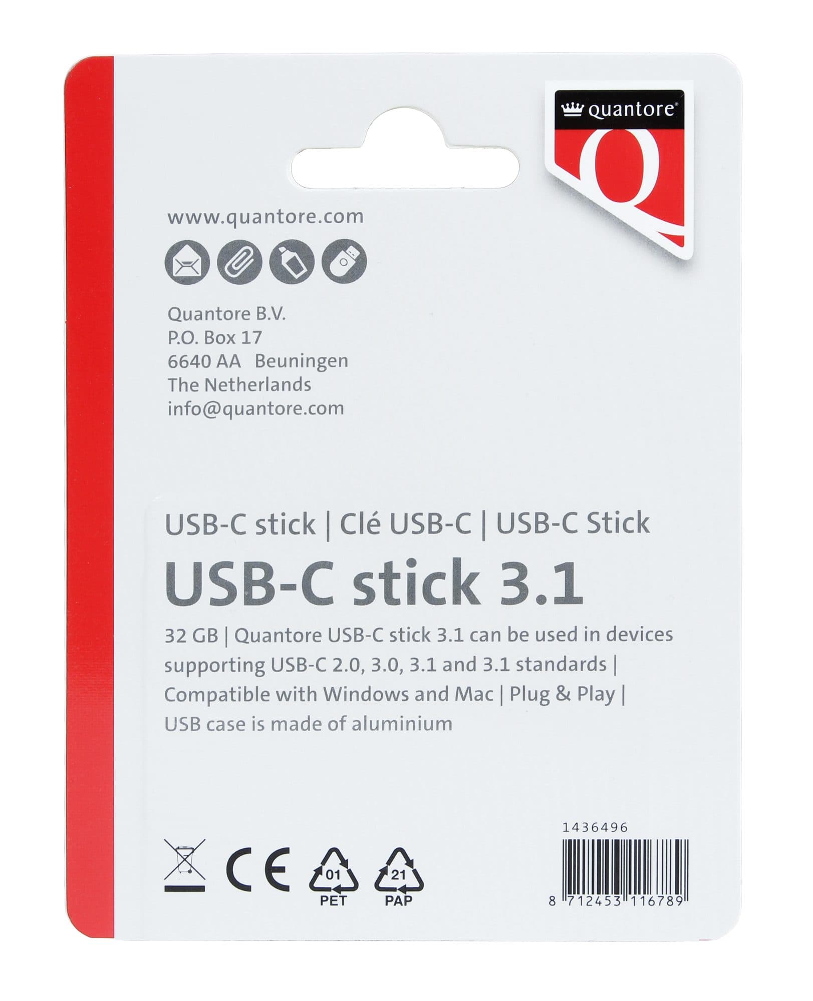 USB stick 3.1 Quantore USB-C 32GB zilver 2