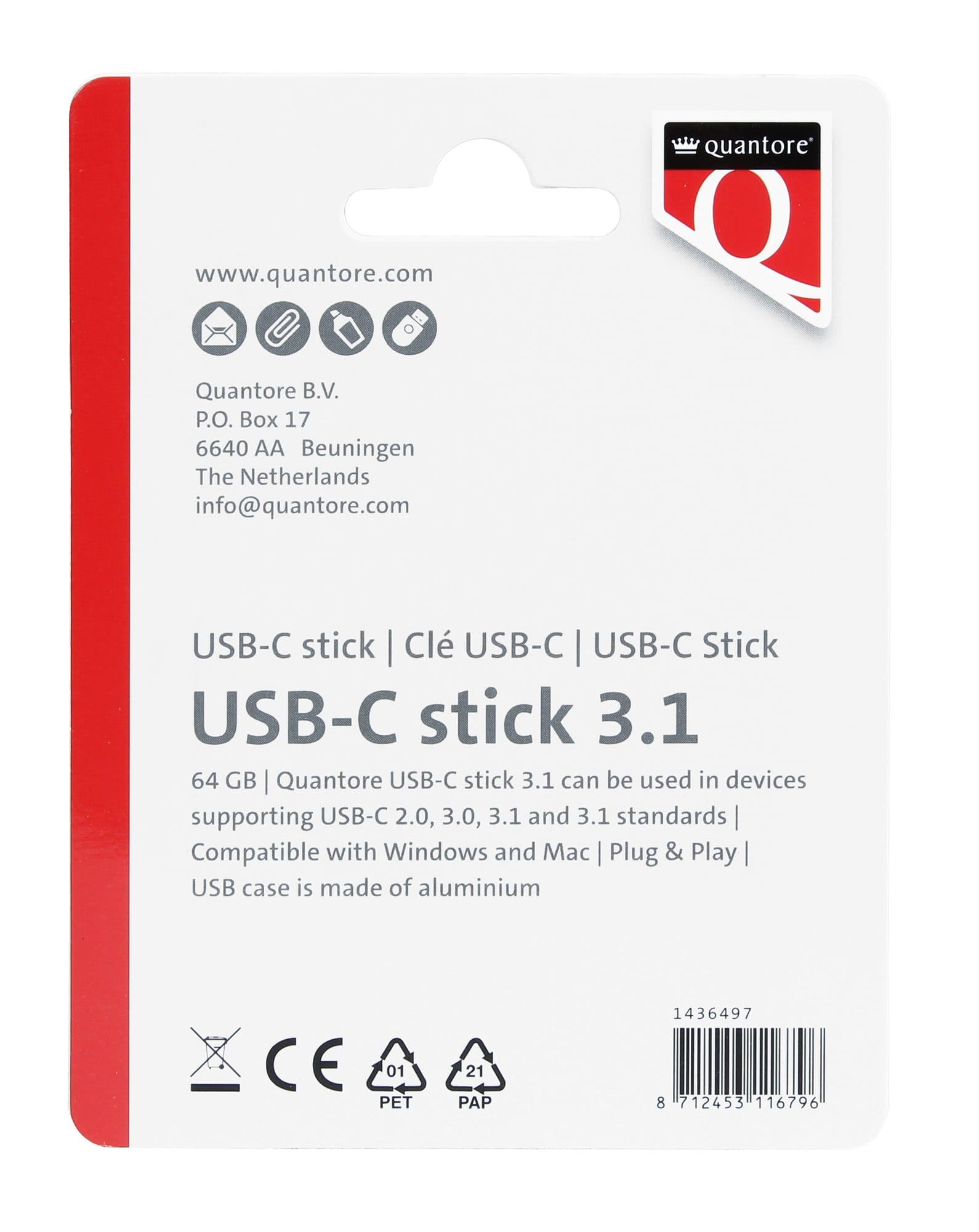 USB stick 3.1 Quantore USB-C 64GB zilver 2