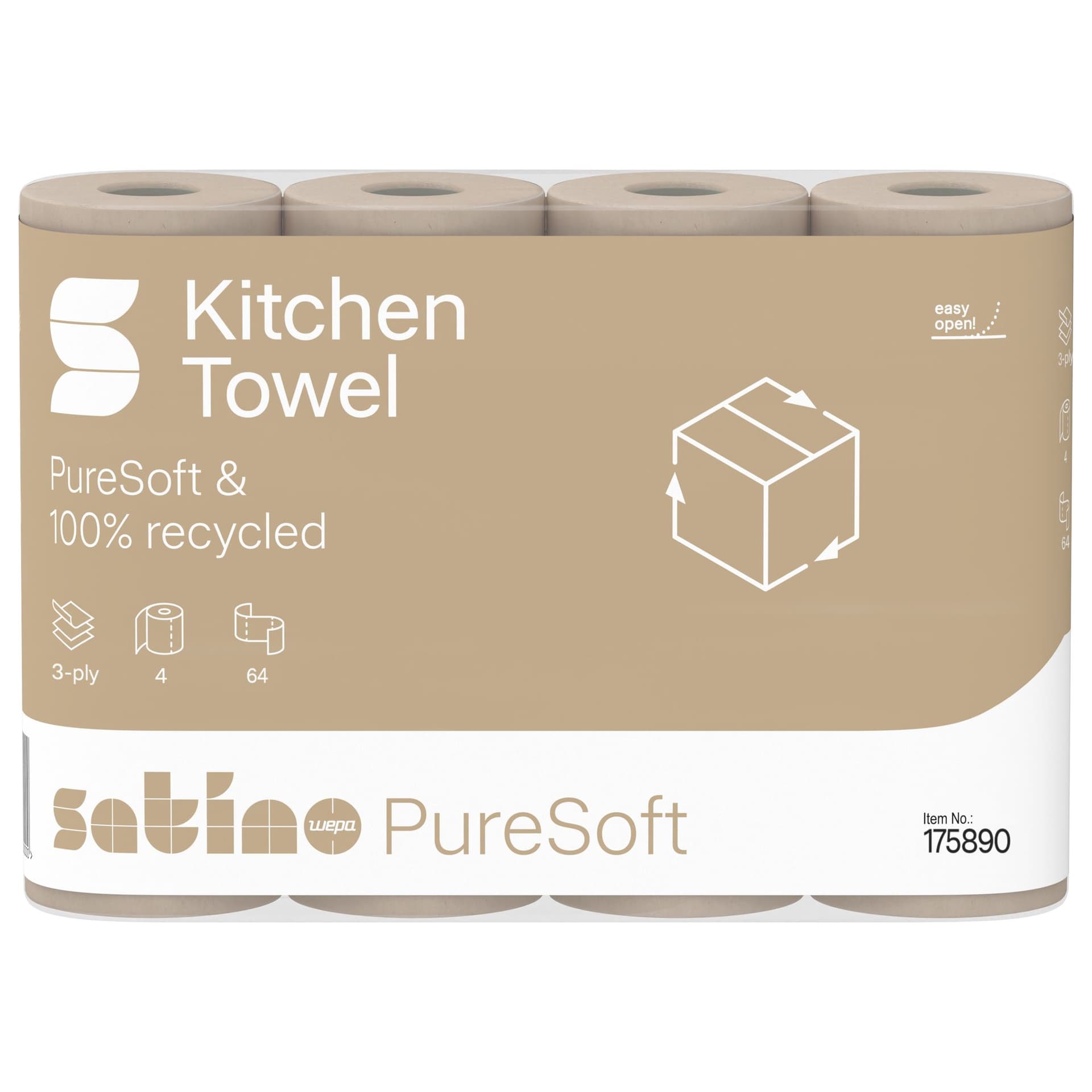 Keukenrol Satino PureSoft 3-laags 4x64 vel naturel 175890 2