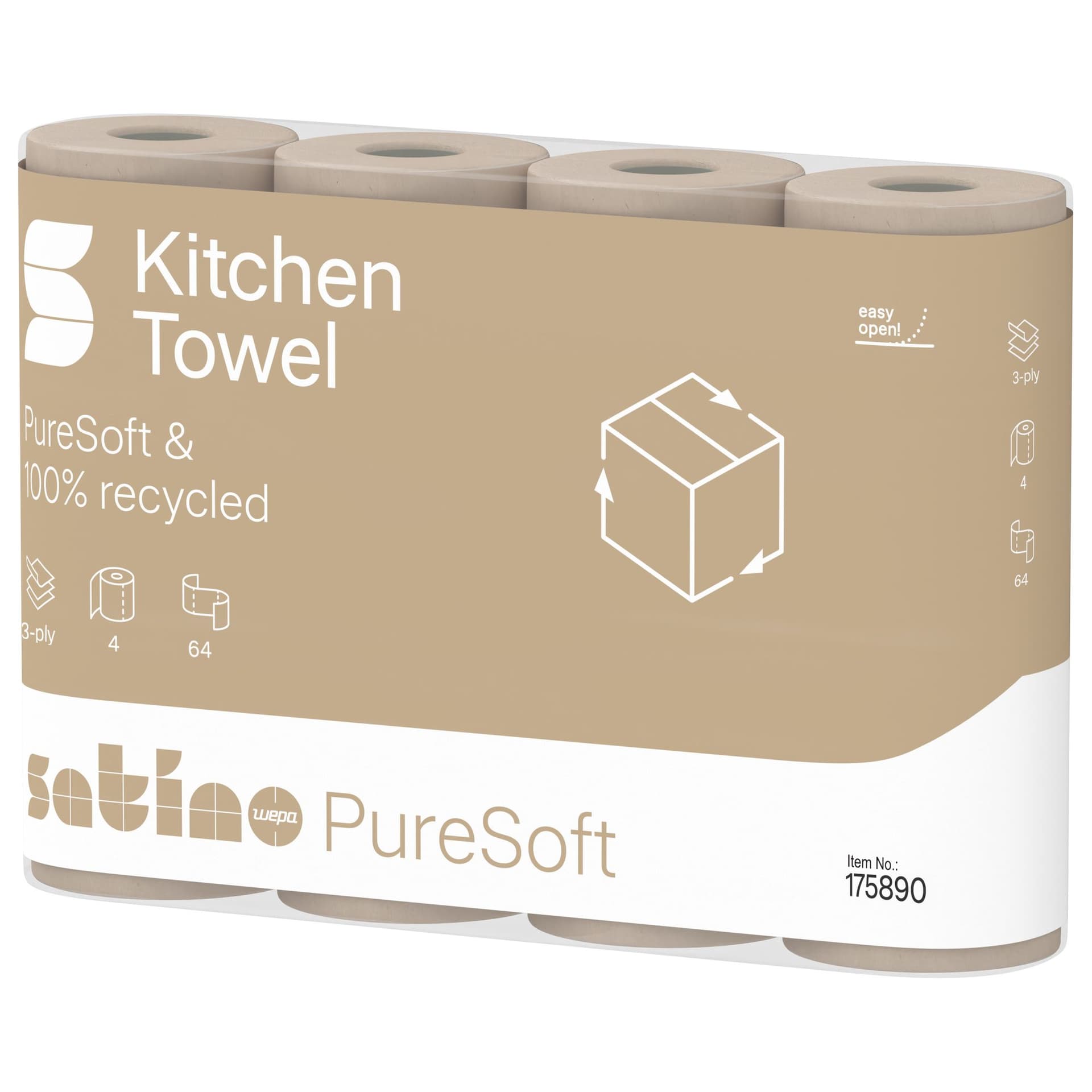 Keukenrol Satino PureSoft 3-laags 4x64 vel naturel 175890 3