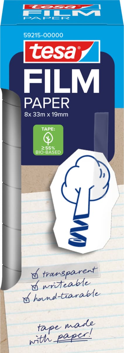 Plakband tesafilm papier 19mmx33m 8 rol