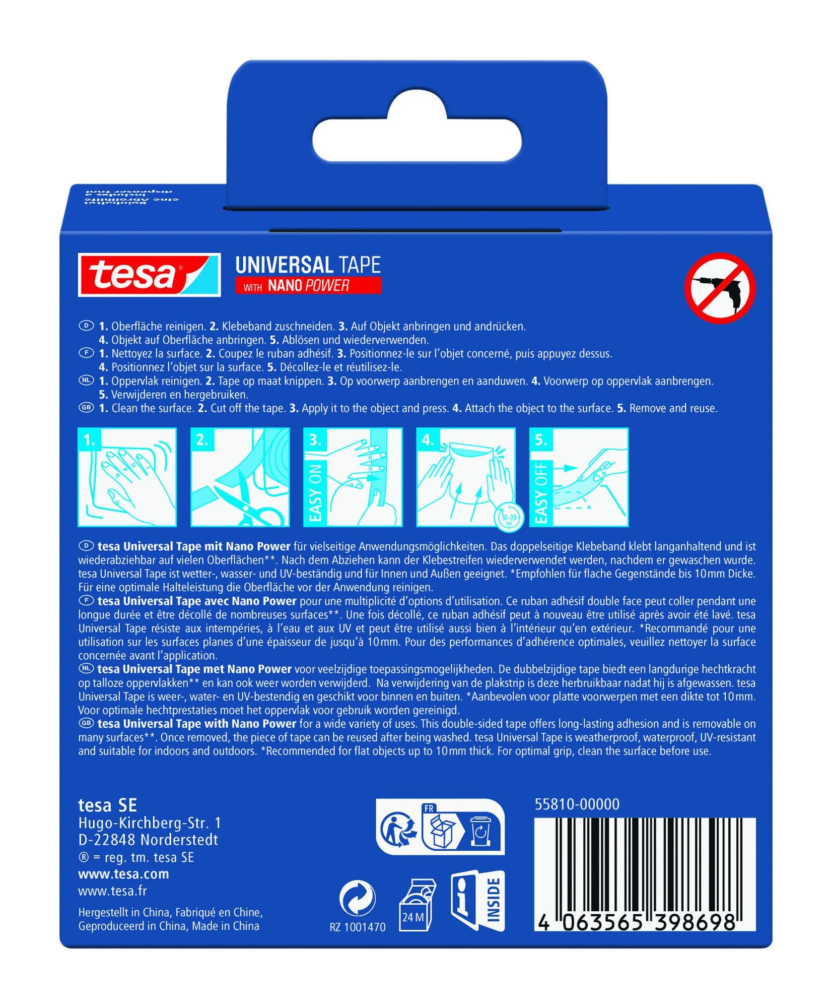 Plakband tesa Nano dubbelz 30mmx3m 2
