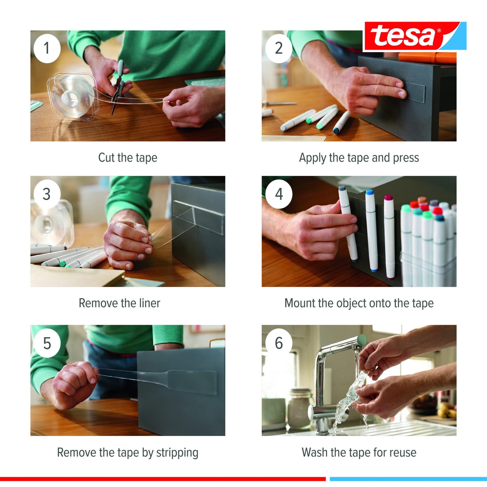 Plakband tesa Nano dubbelz 30mmx3m 3