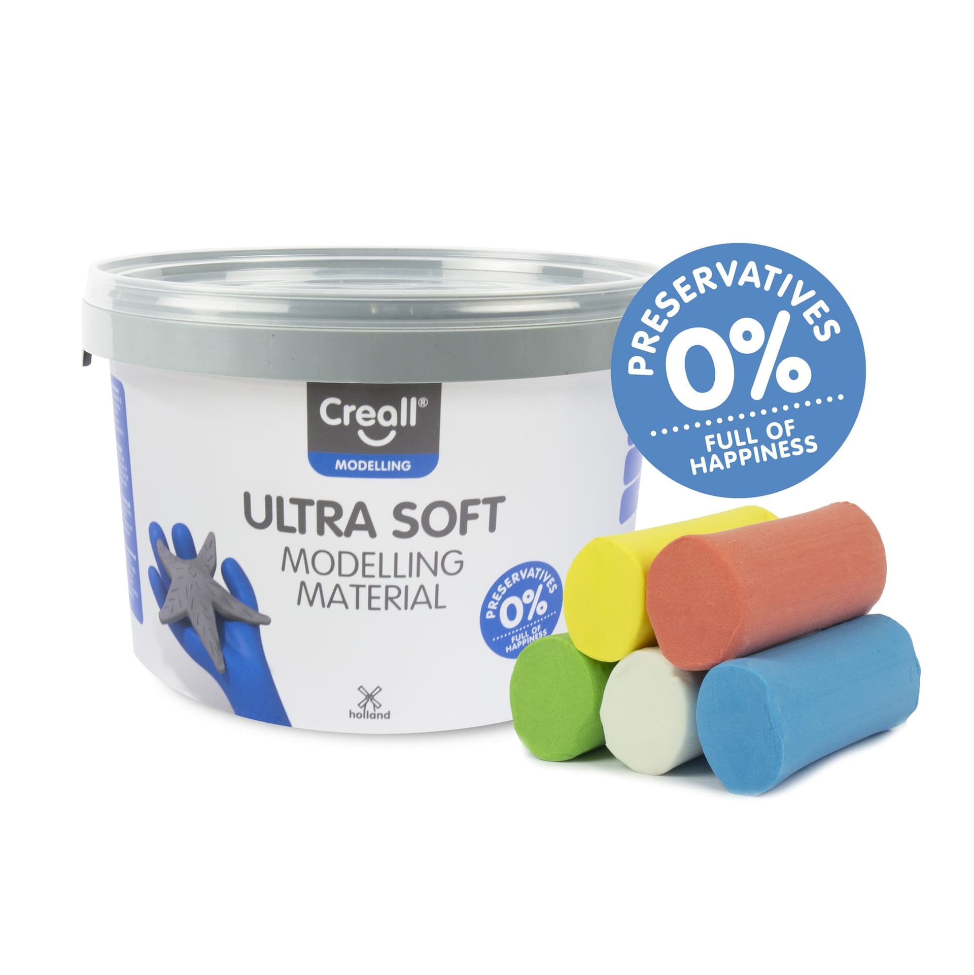 Klei Creall Play-it Ultra Soft helder rood/blauw/groen/geel/wit 1100gr 2