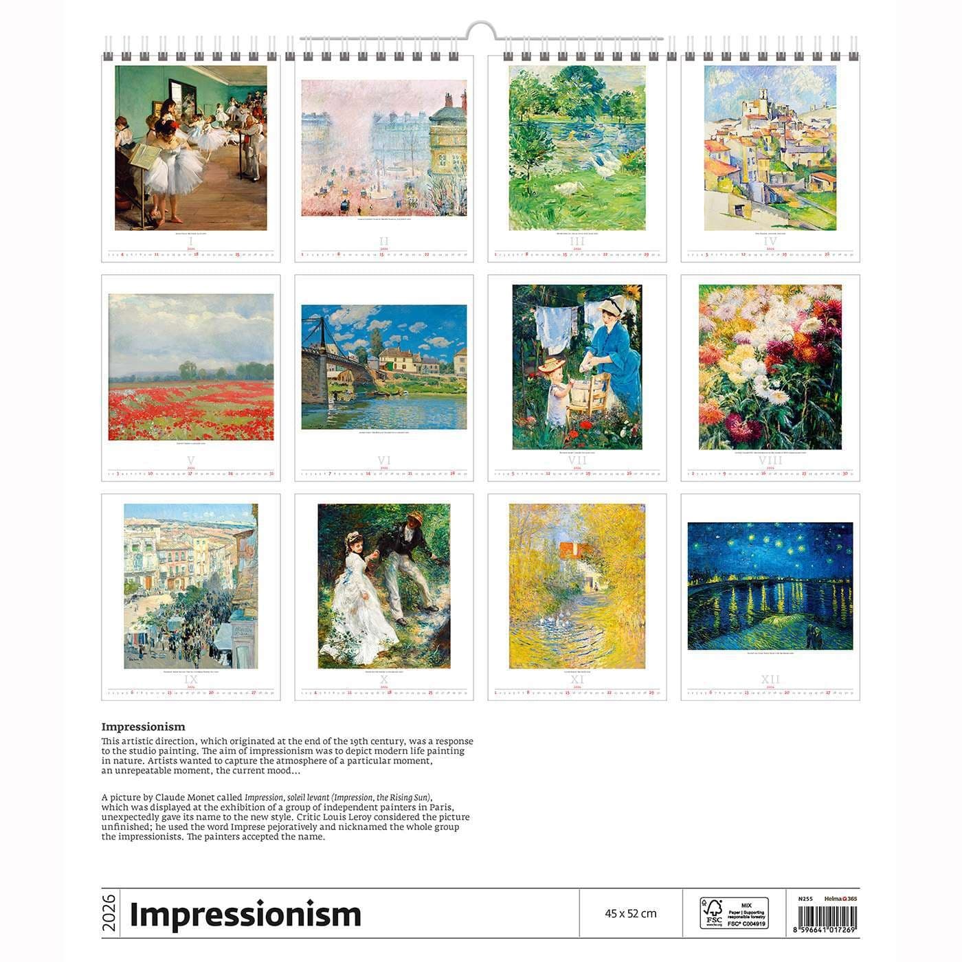 Kalender 2026 Helma 365 Grote Impressionistische Kunstkalender 520x450 2