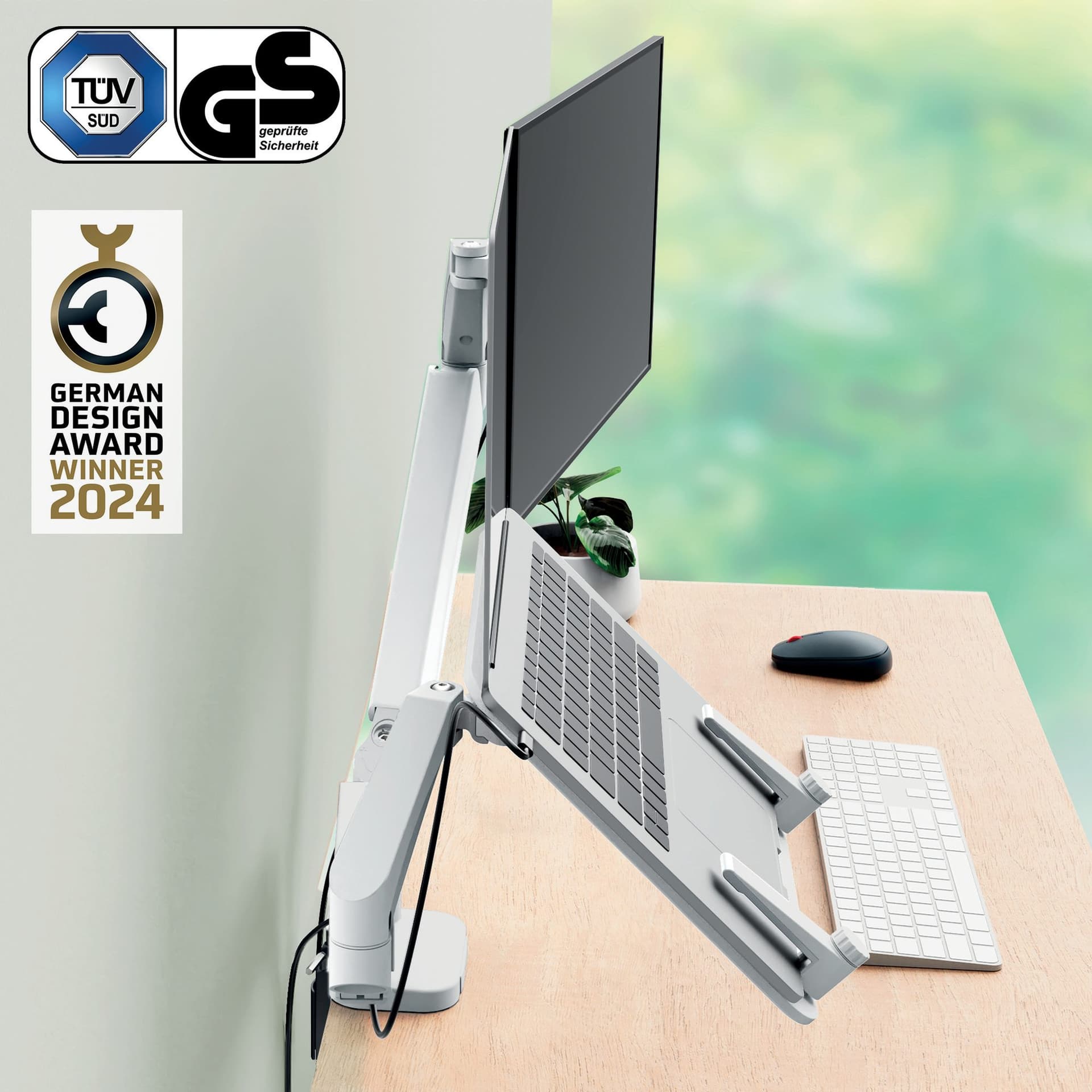 Monitor- en laptoparm Leitz Ergo ruimtebesparend dubbel grijs 6