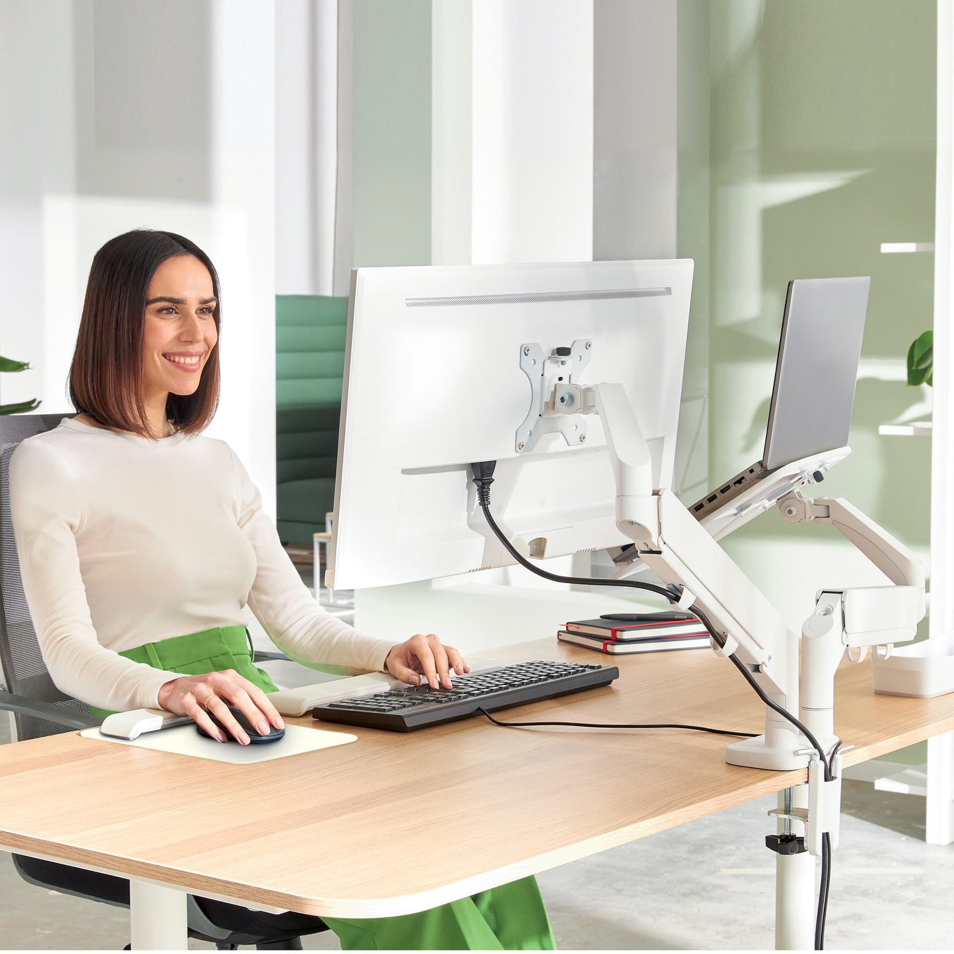 Monitor- en laptoparm Leitz Ergo ruimtebesparend dubbel grijs 7