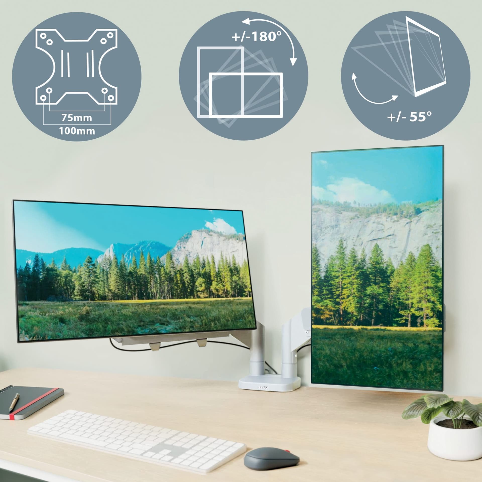 Monitorarm Leitz Ergo ruimtebesparend dubbel grijs 7