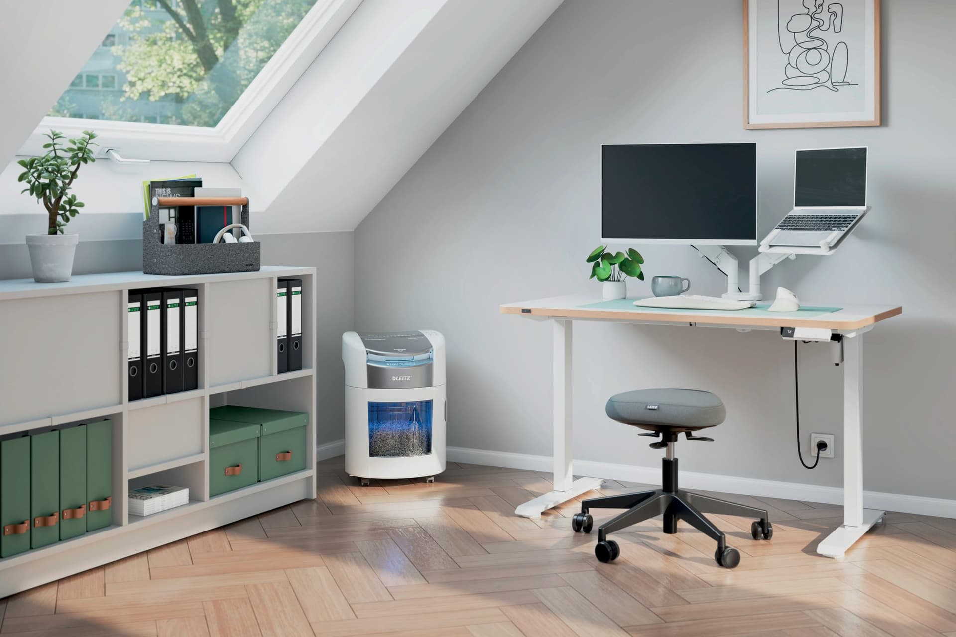Monitorarm Leitz Ergo ruimtebesparend dubbel grijs 8
