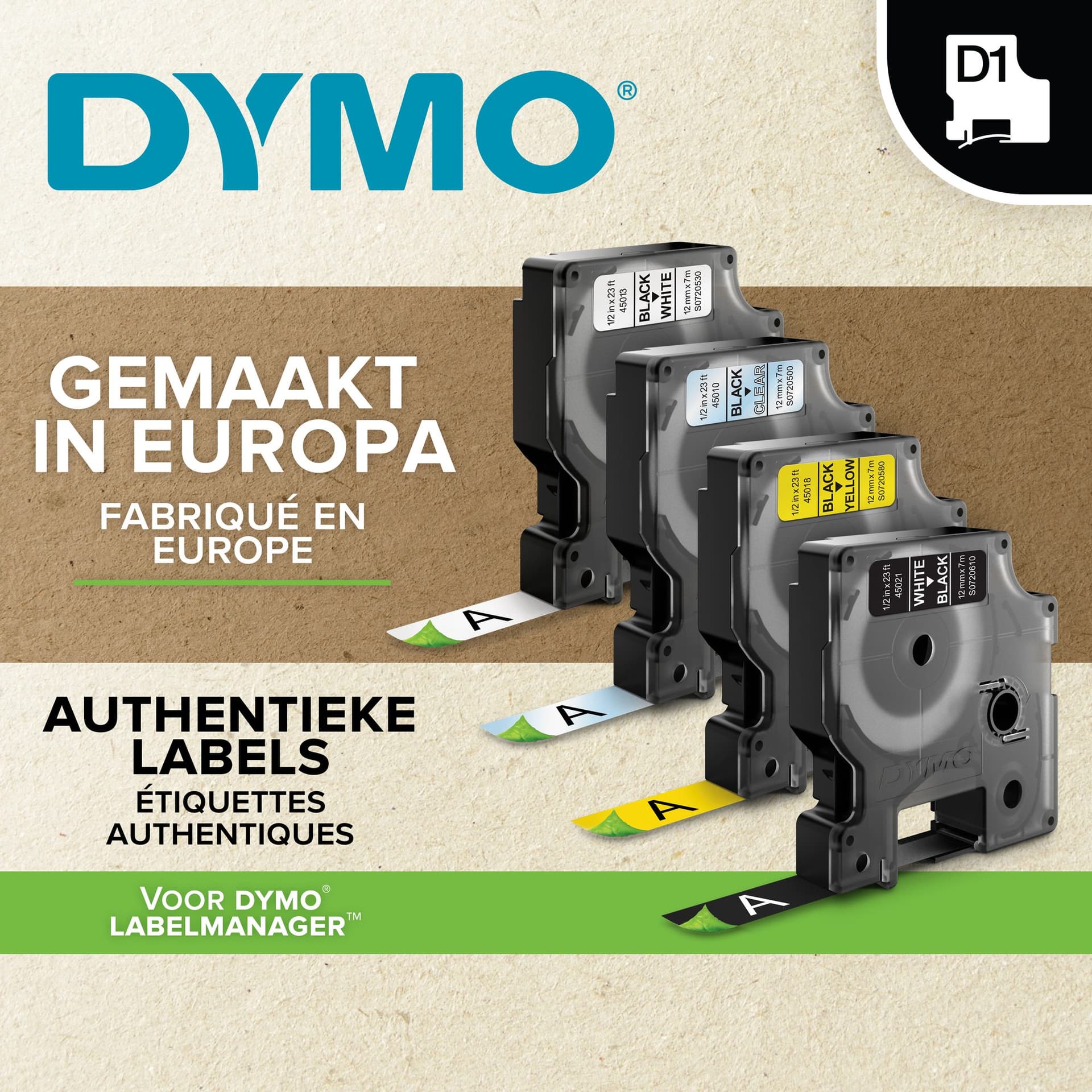 Labeltape Dymo LabelManager D1 polyester 12mmx7m zwart op wit 20 stuks 3