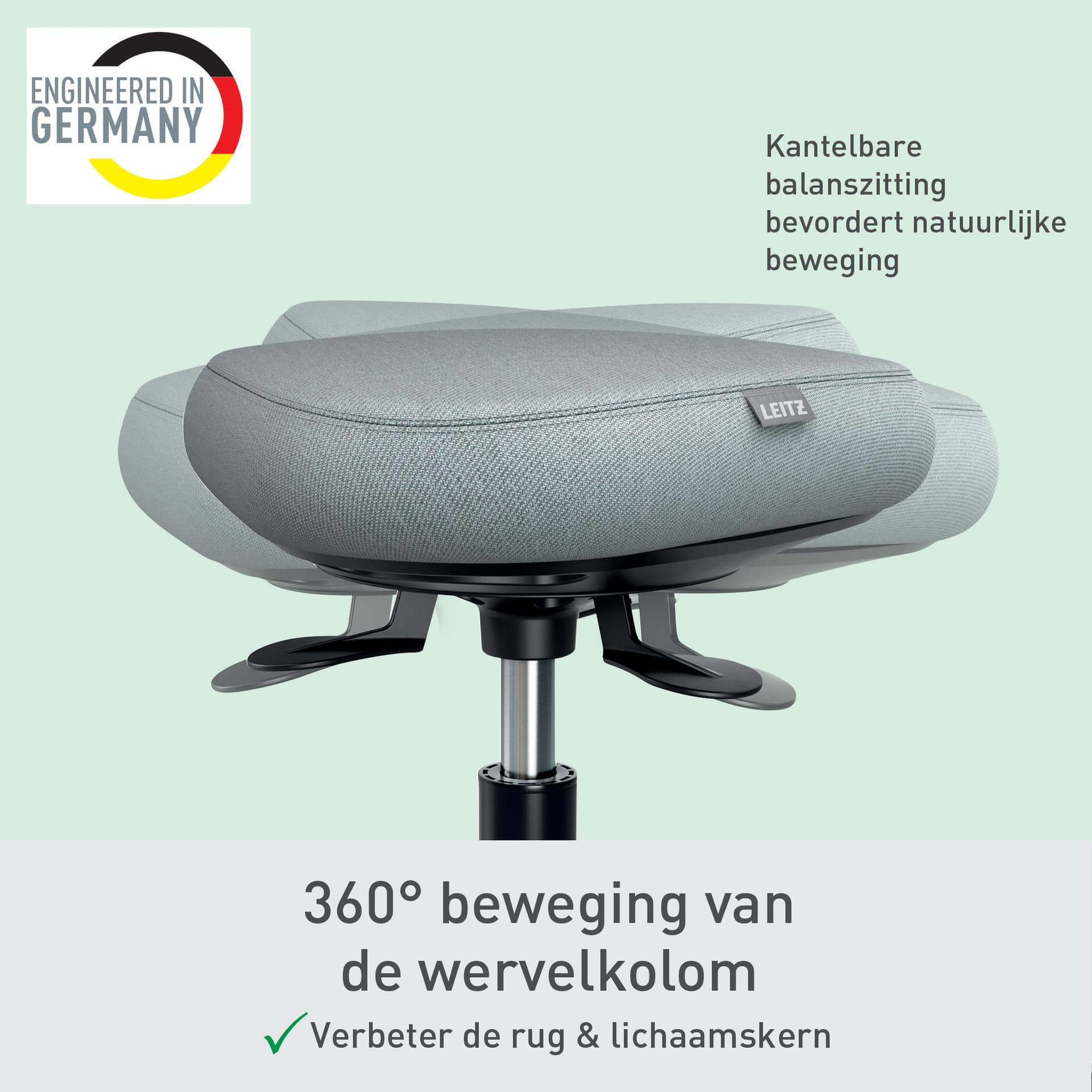 Actieve zitkruk Leitz Ergo met wieltjes en wiebelkussen 4