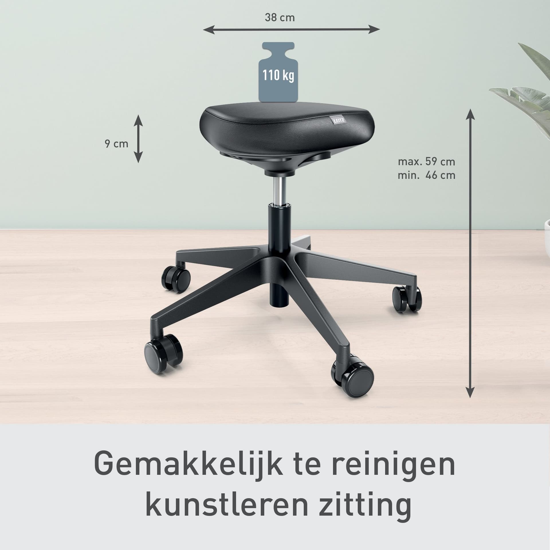 Actieve zitkruk Leitz Ergo met wieltjes en comfortzitting 2