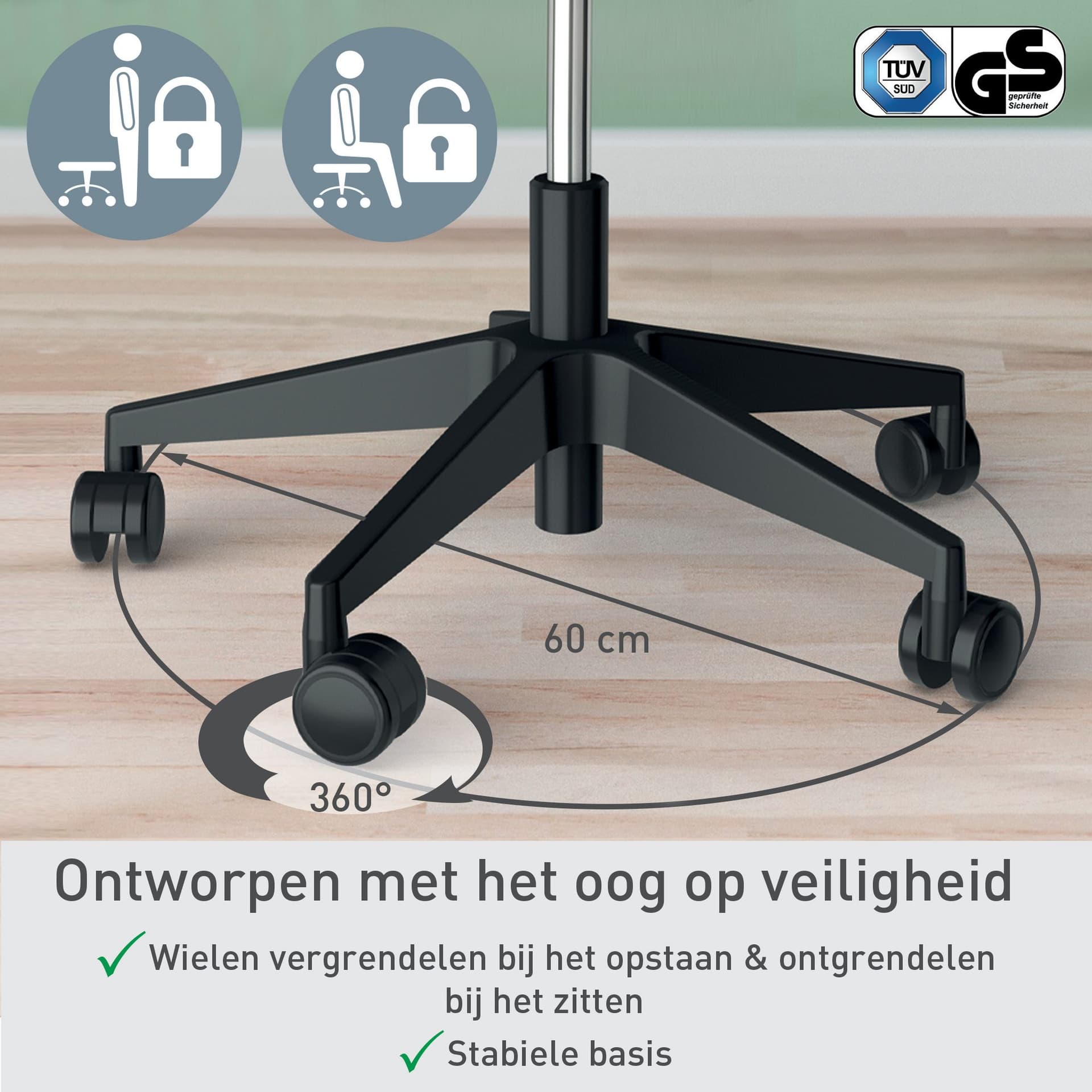 Actieve zitkruk Leitz Ergo met wieltjes en comfortzitting 4