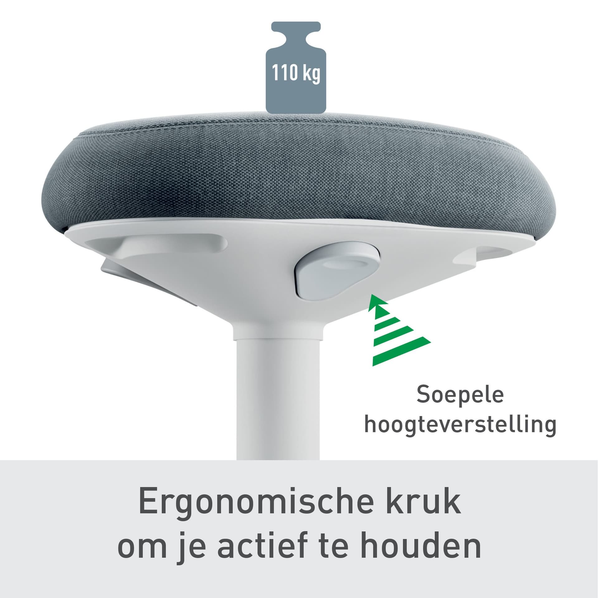 Actieve zit-sta kruk Leitz Ergo met gasveer 57-82 cm grijs 5
