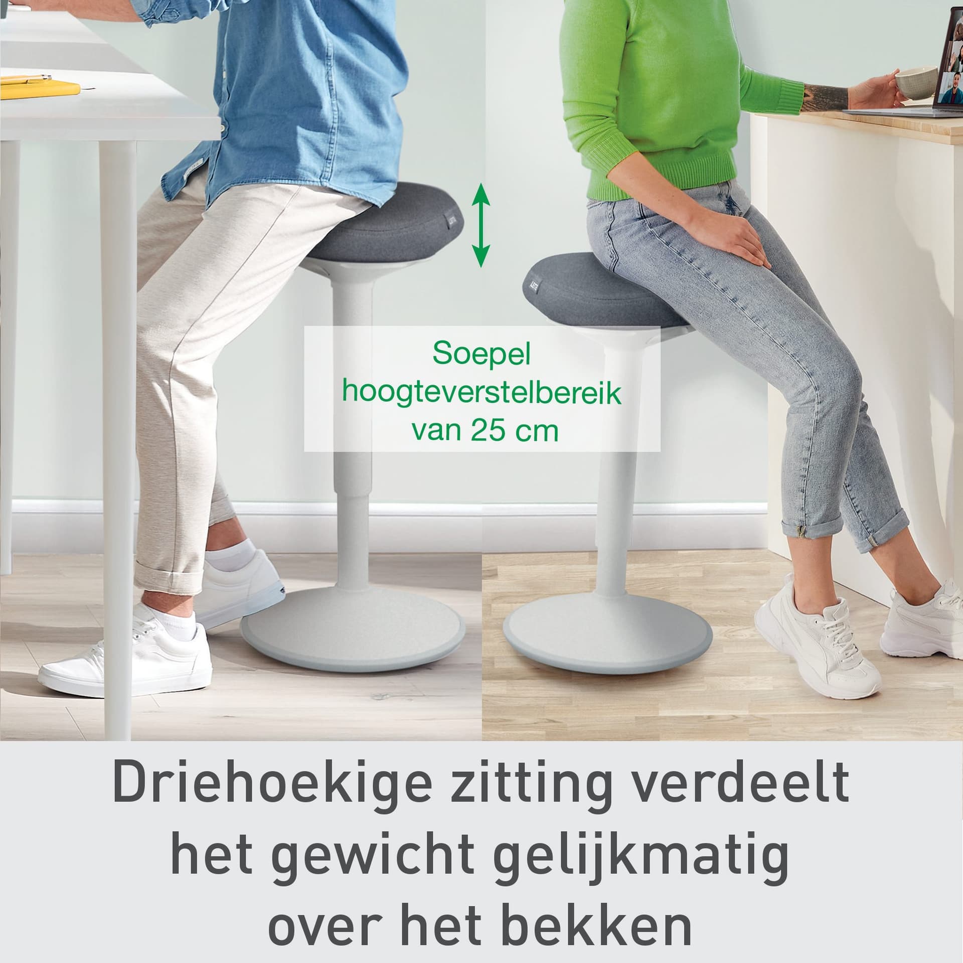 Actieve zit-sta kruk Leitz Ergo met gasveer 57-82 cm grijs 8