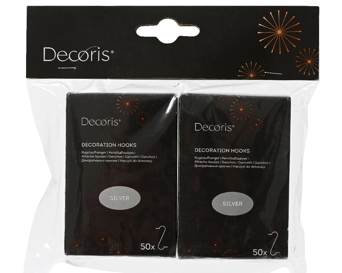 Kerstbalhaakjes Decoris ijzer blister à 2 doosjes à 50 stuks