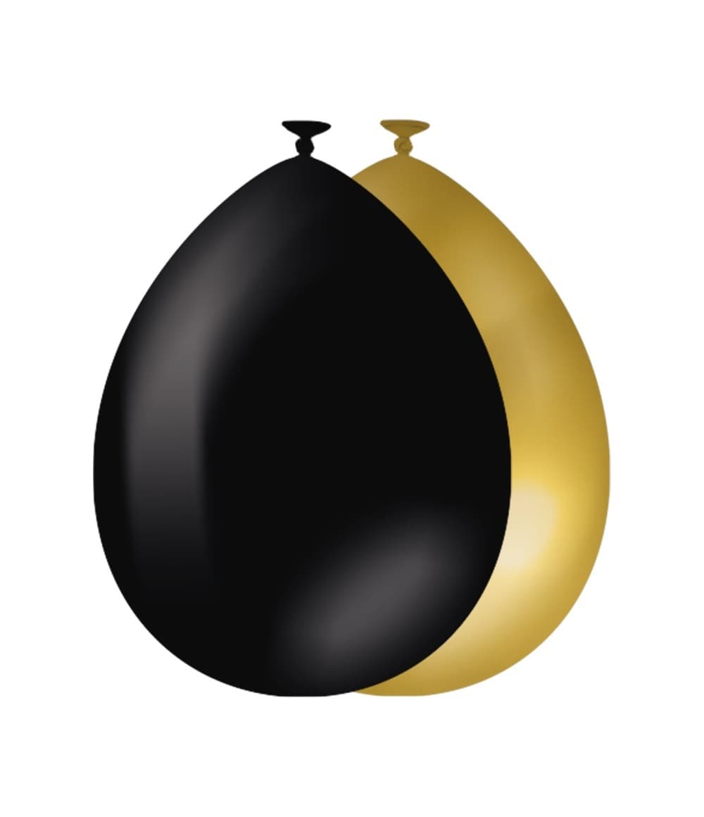 Ballonnen goud en zwart 10 stuks