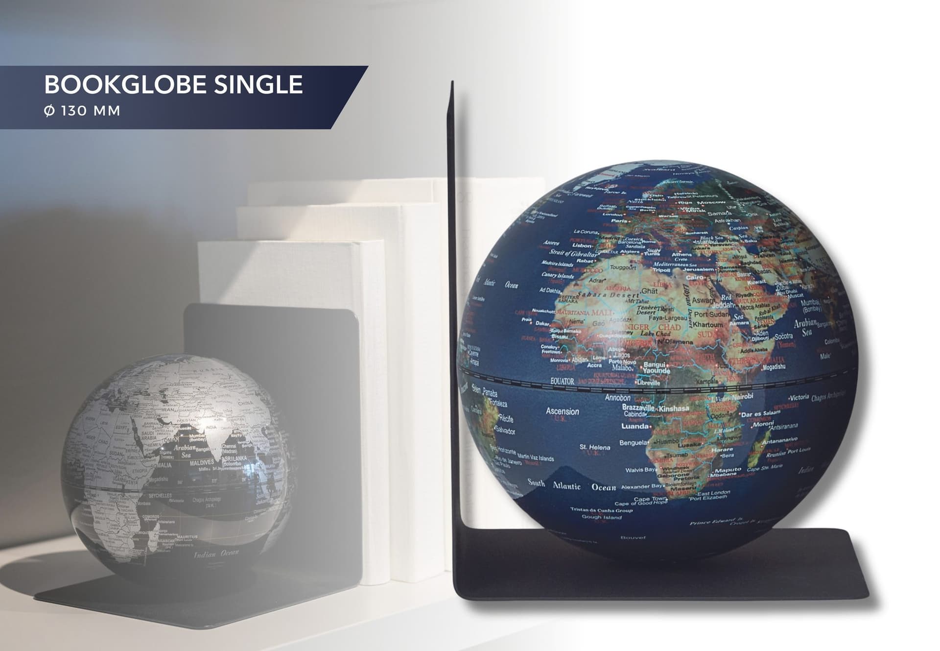 Boekensteun Troika met magnetische globe 13cm blauw-groen 3