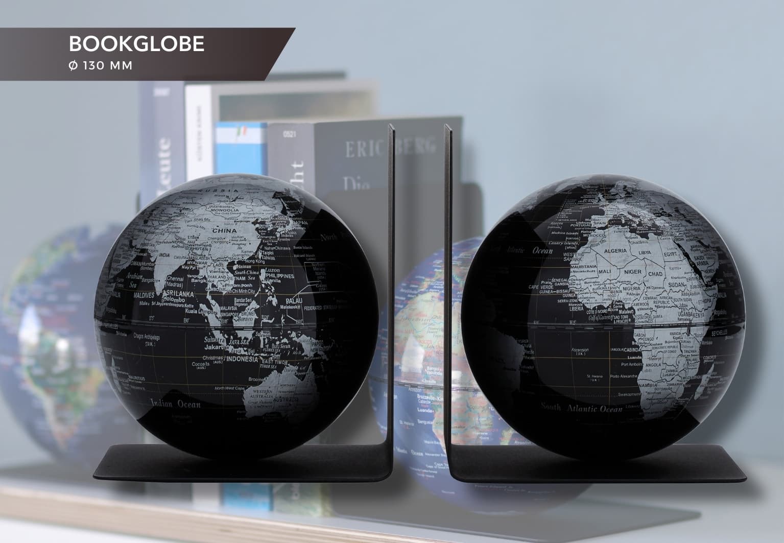 Boekensteun Troika met magnetische globes 13cm set à 2 stuks zwart 4